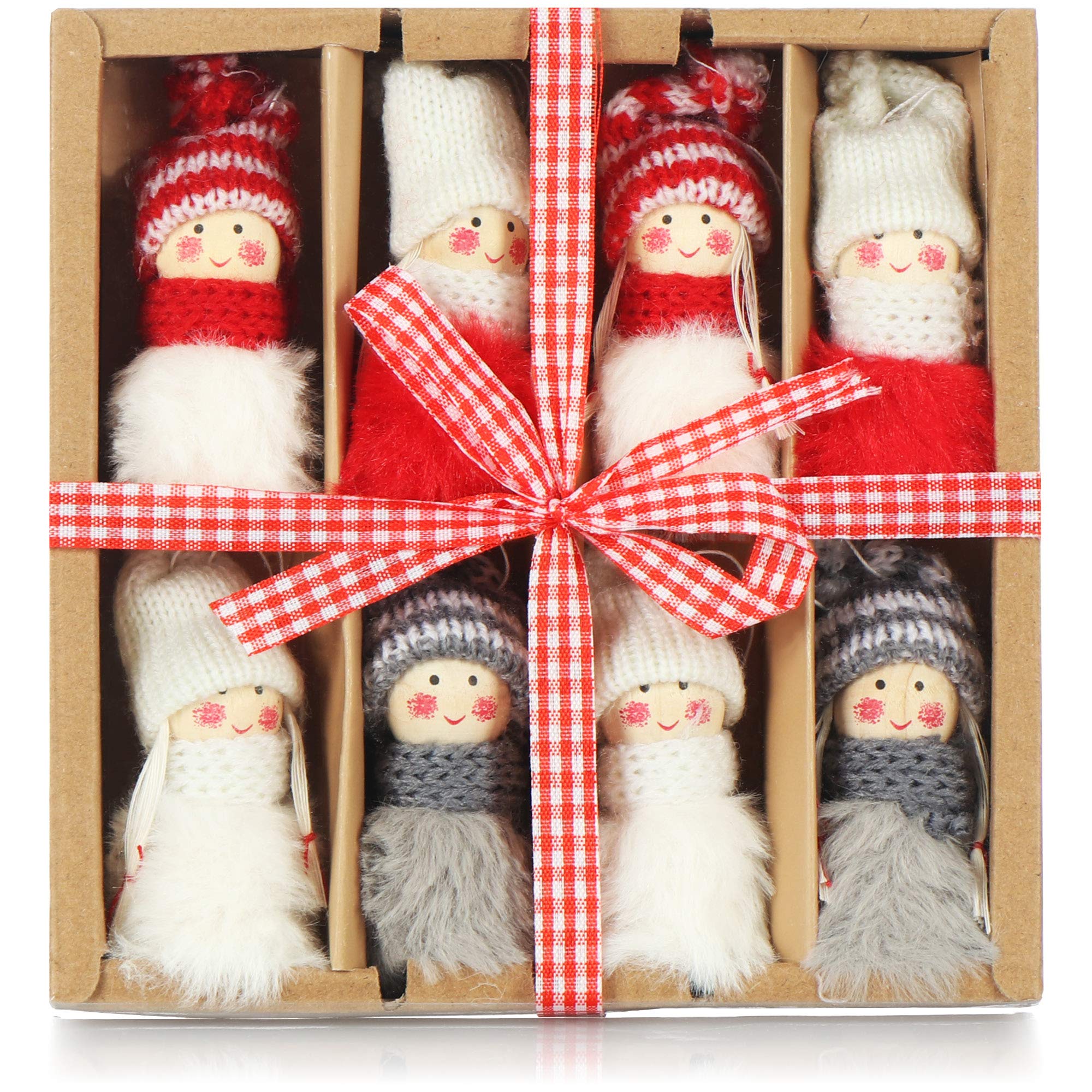 COM-FOUR® 6X Colgantes de árbol de Navidad Premium ángeles - Decoraciones para árboles de Navidad - Troles Decorativos suecos-escandinavos, ángeles, Hadas, Papá Noel como Decoraciones para árboles
