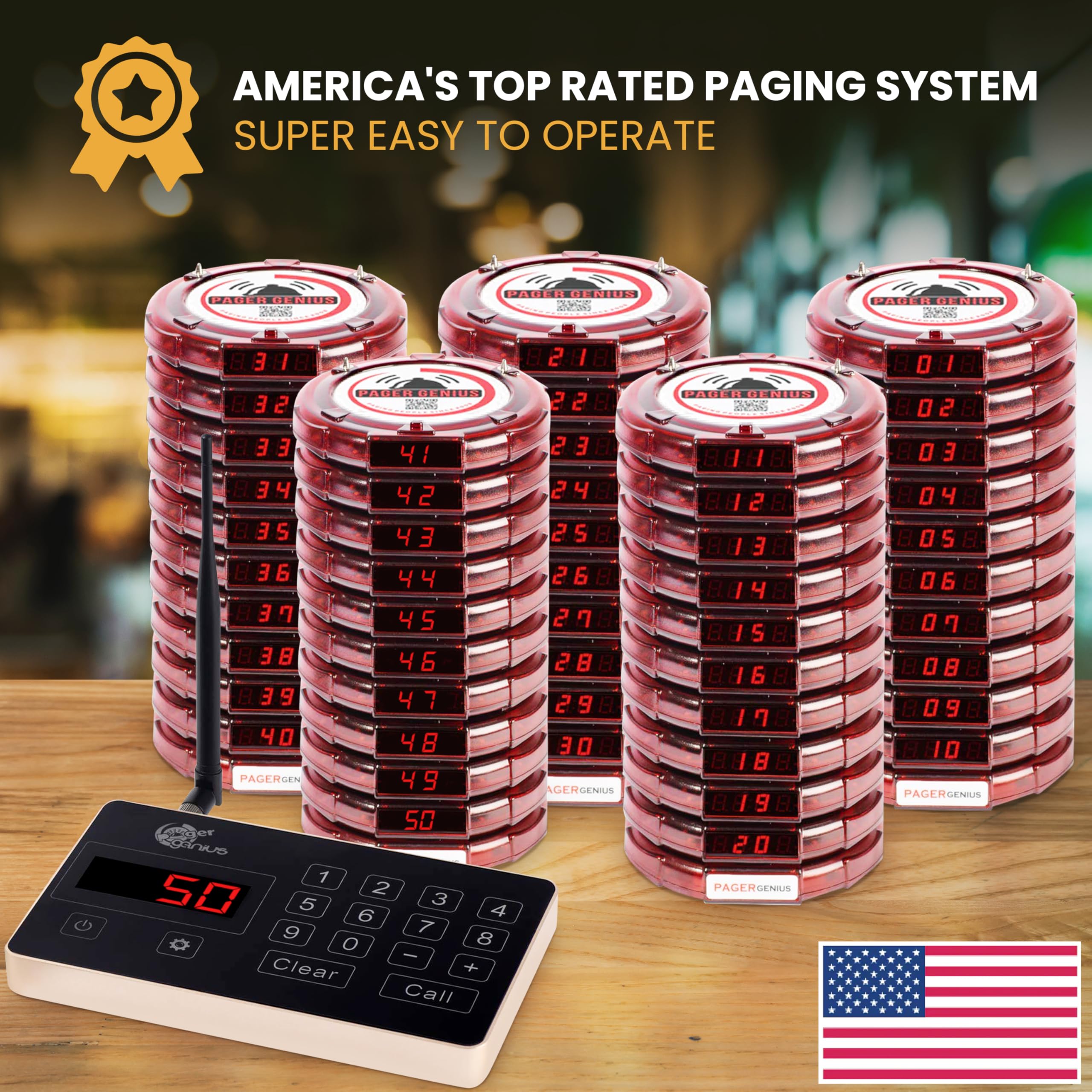 Pager Fish Pre-tied Fishing Rigs 5-Table Wireless Pager System - Restaurant Guest ...