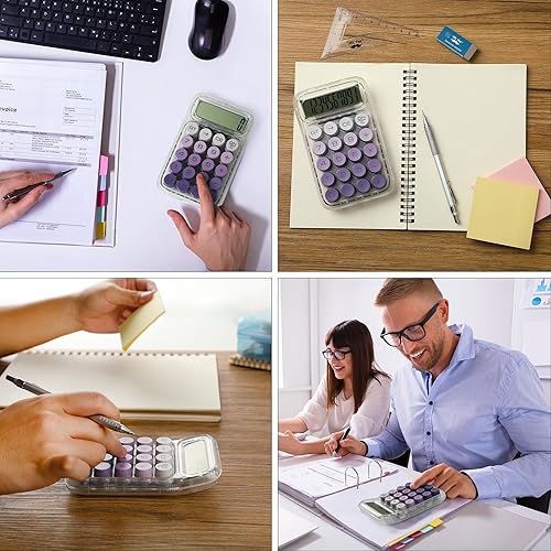 Miniatura 6 de Mr. Pen - Calculadora de interruptor mecánico, 10 dígitos, calculadora púrpura, cuerpo transparente, pantalla LCD grande