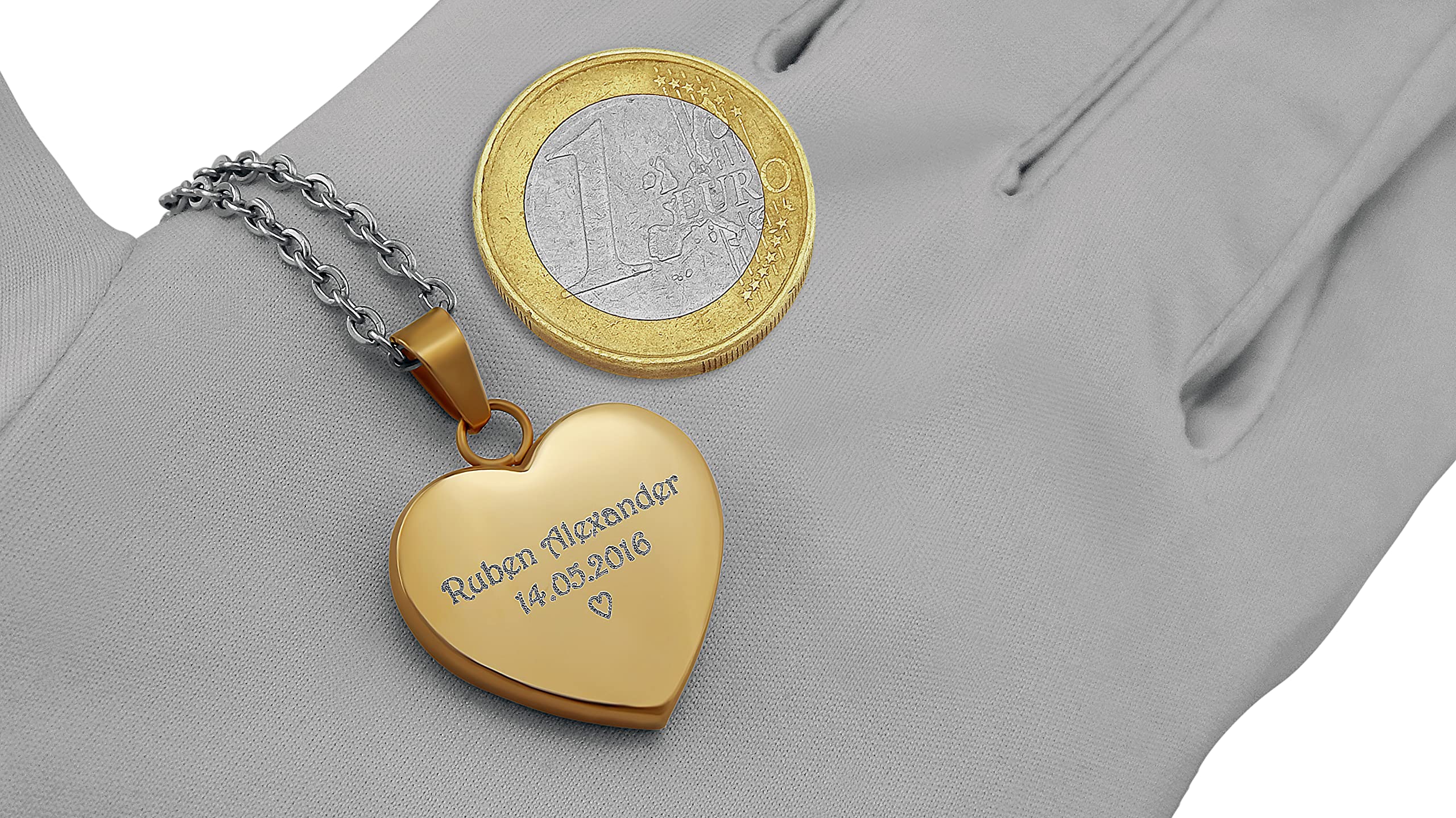 Personalisierte Kette mit Gravur Edelstahl 50 cm mit Anhänger Herz in gold - Personalisierte Halskette für Frauen - Personalisierter Schmuck Damen Kettenanhänger