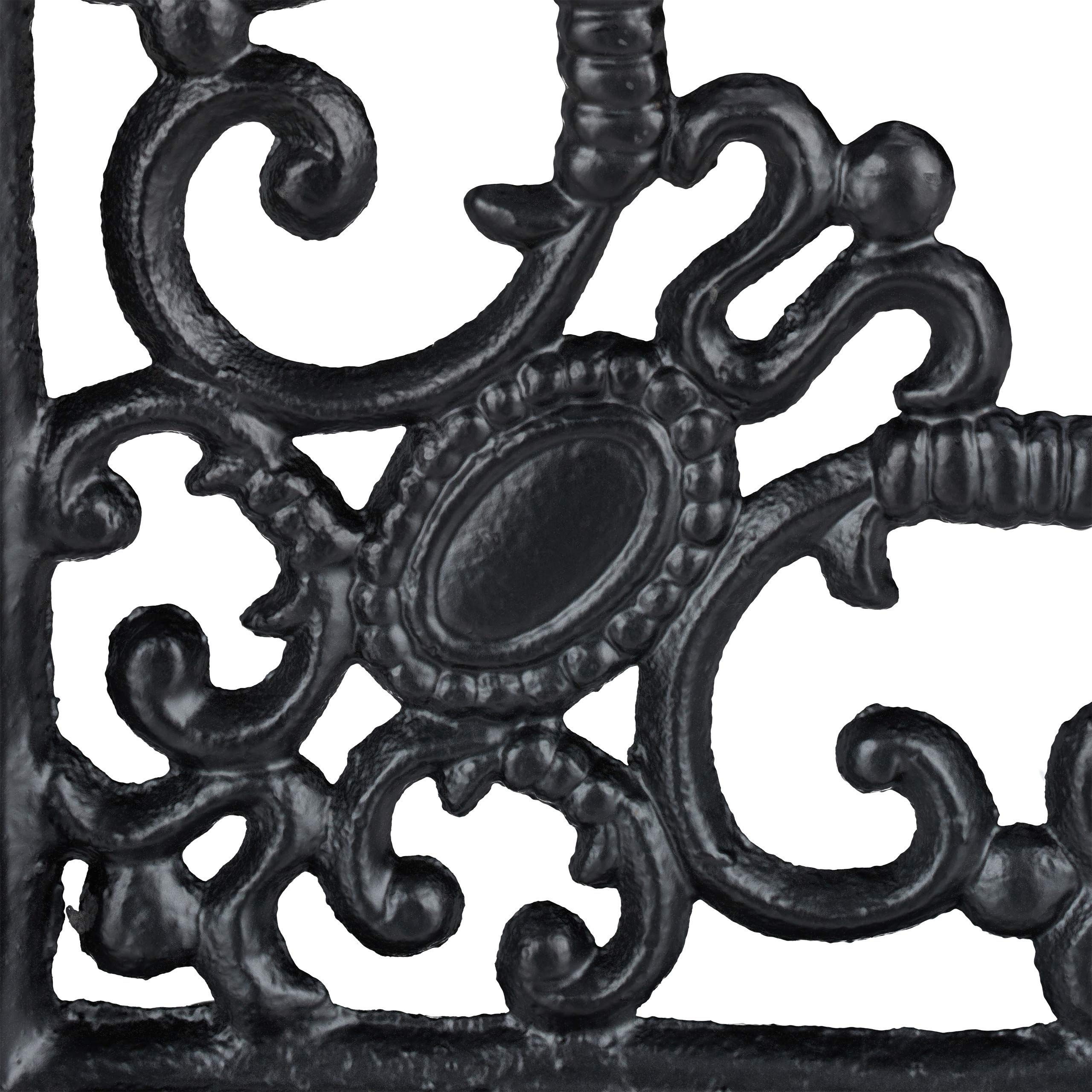 Relaxdays Équerre étagère murale, lot de 4, ancien, fonte de fer, ornements baroques, HxLxP : 21,5x21,5x4 cm, noir