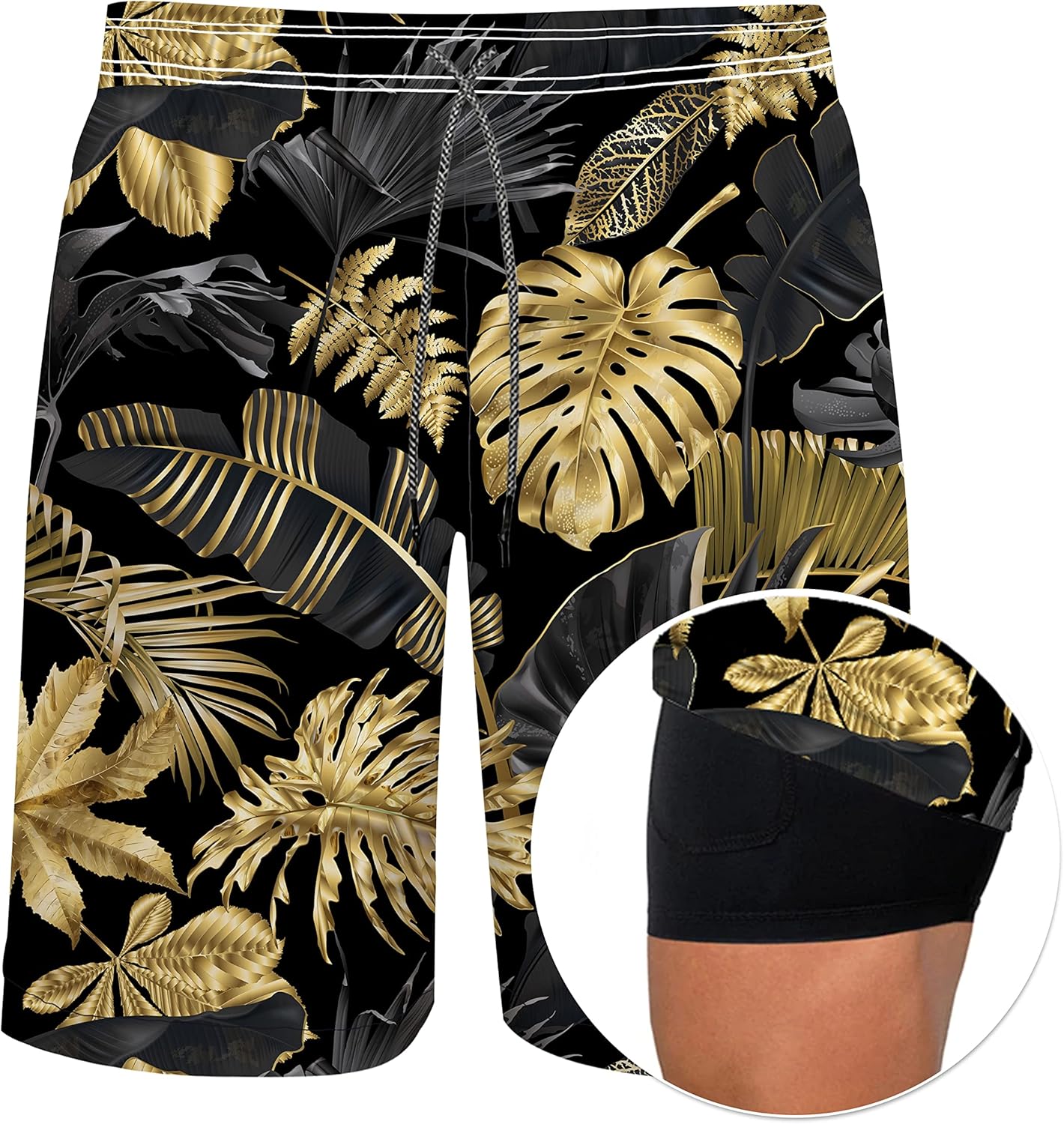 feelacle Mens Swim Trunks 9" Inseam Board Shorts Beach Swimwear Bathing Suit with Compression Lined and Pockets - Image 4