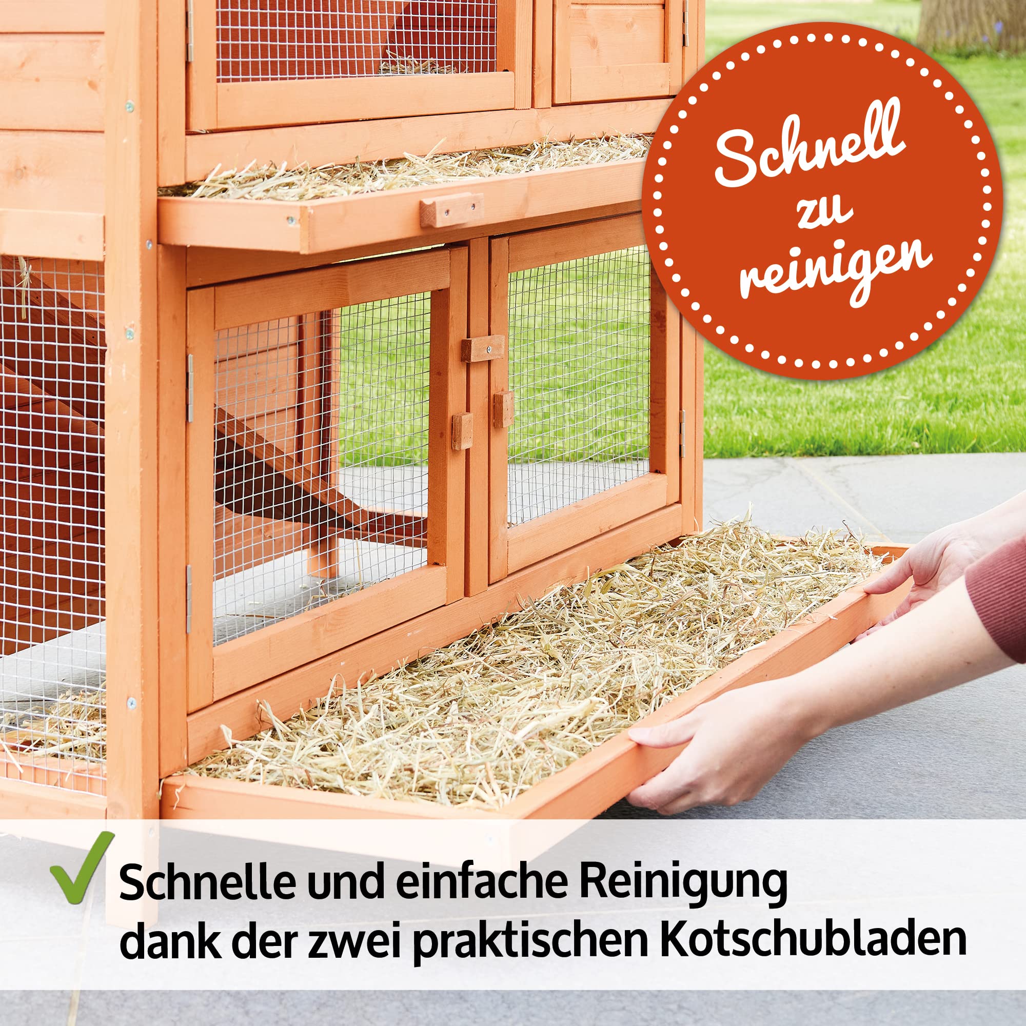 zooprinz Premium Hasenstall Mukkel – Kaninchenstall aus edlem massiven Vollholz ideal für draußen – Kleintierstall mit natürlich Farbe gestrichen – Besonders einfach und schnell zu reinigen