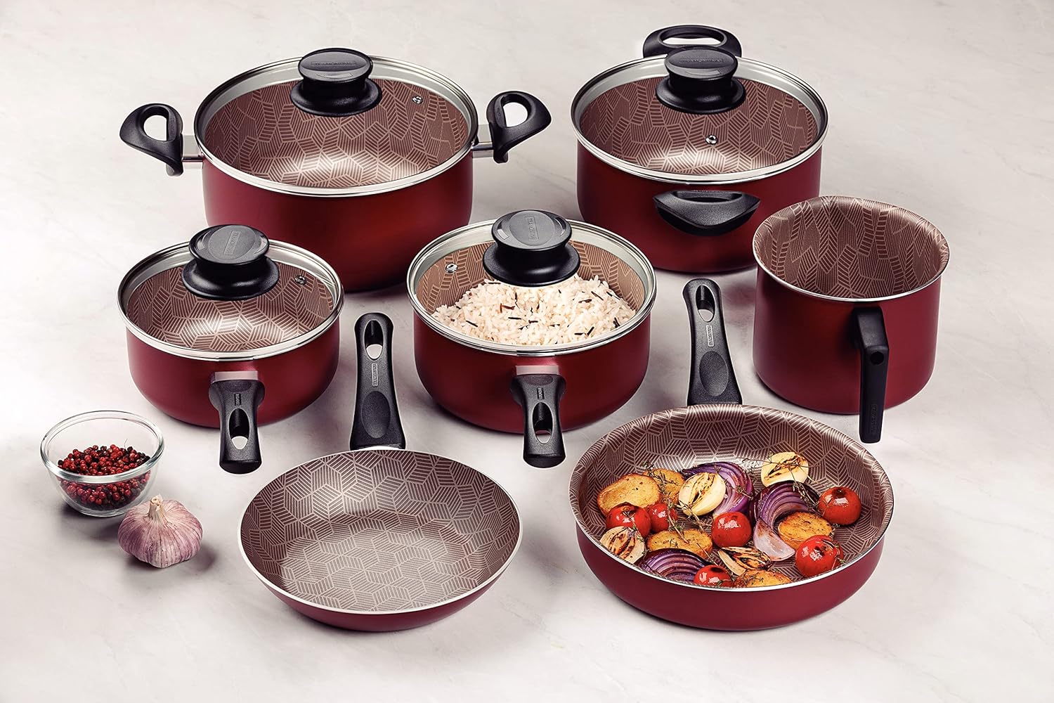 Jogo Panelas Alumínio 7 peças Paris Vermelho Tramontina