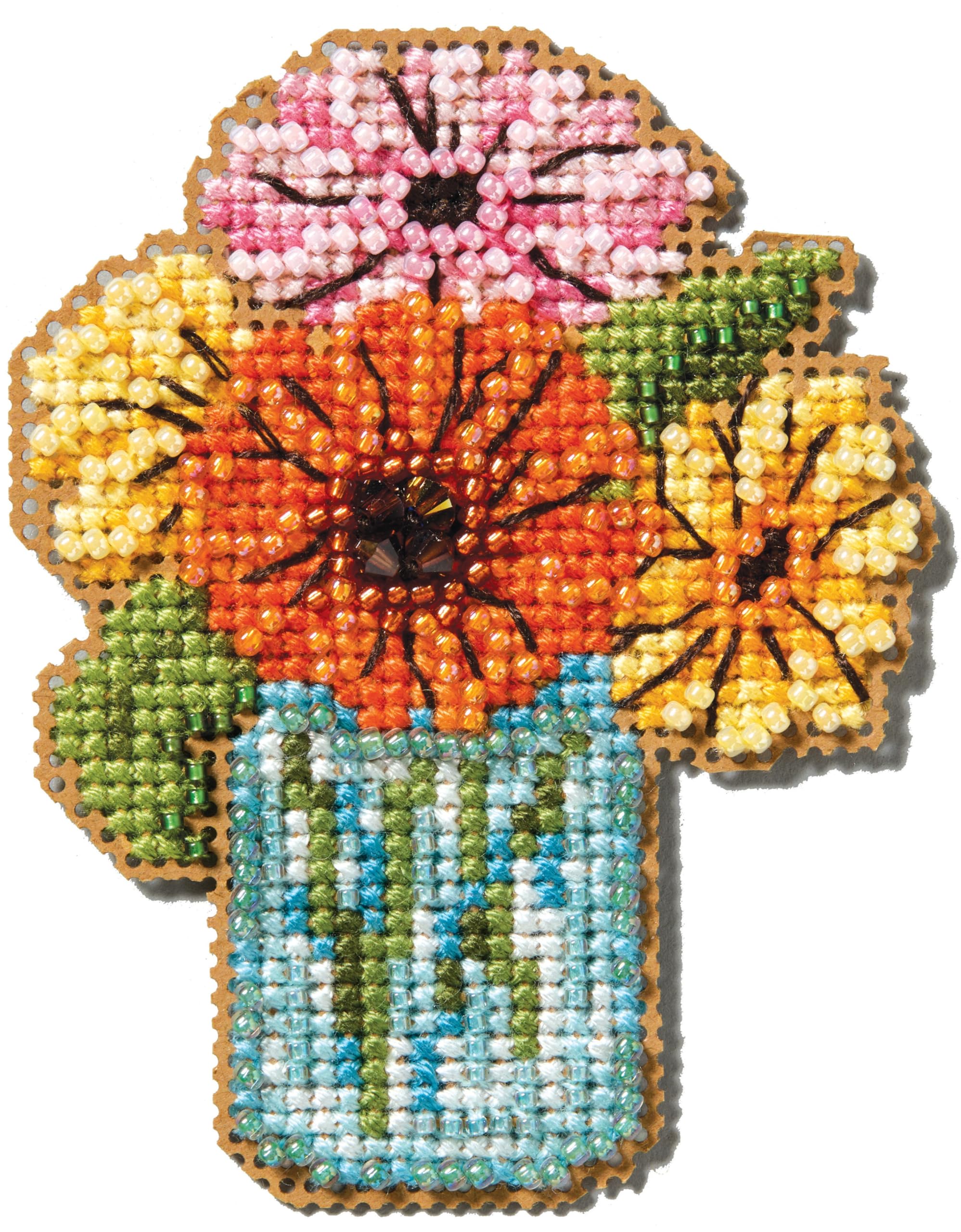 Mill Hill 14ct Cross Stitch Ornament Kit - Mason Jar Bouquet 2.5"x3.21"