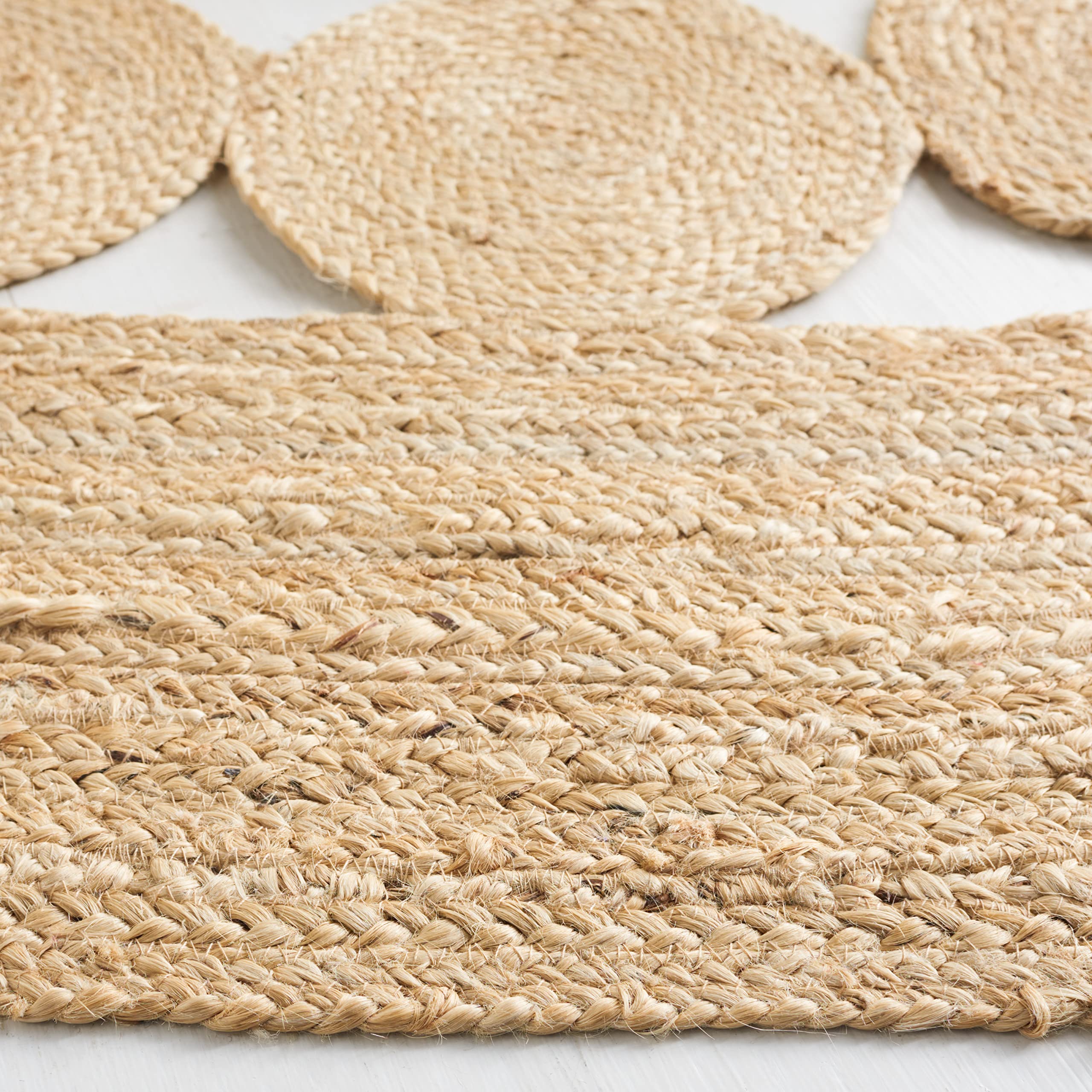 SAFAVIEH Naturfaser Teppich für Wohnzimmer, Esszimmer, Schlafzimmer - Natural Fiber Collection, Kurzer Flor, Elfenbein, 201 X 201 cm