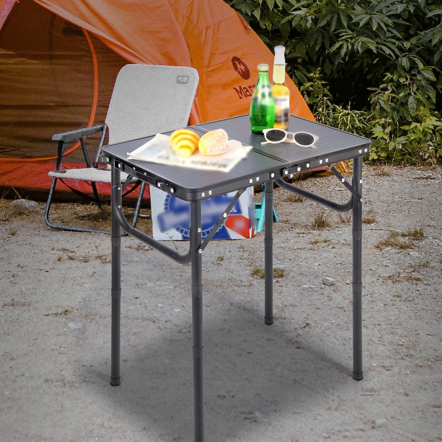REDCAMP Table de Camping Pliable en Aluminium - Hauteur réglable - pour Camping, Pique-Nique, Jardin, fête (Gris, 60x40x68CM)