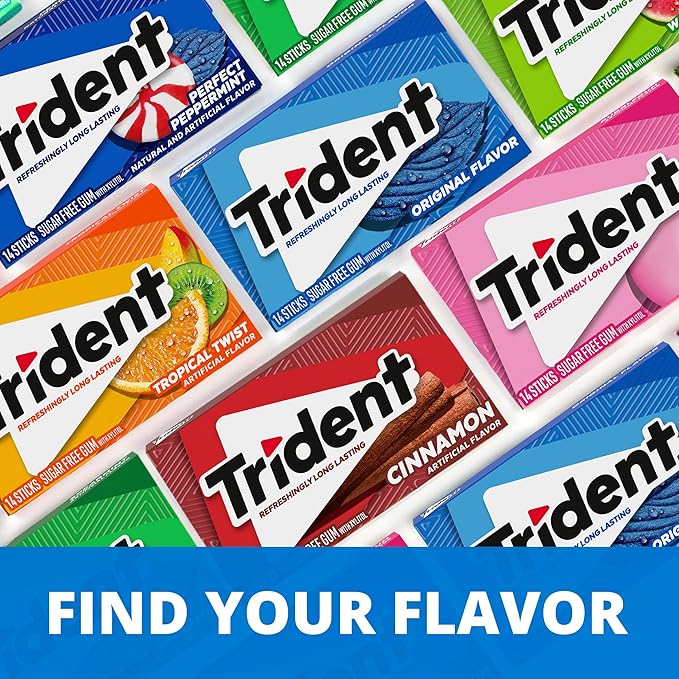 Trident Chicle Sin Azúcar Sabor Menta Perfecta, Pack de 3 x 14 unidades miniatura 9