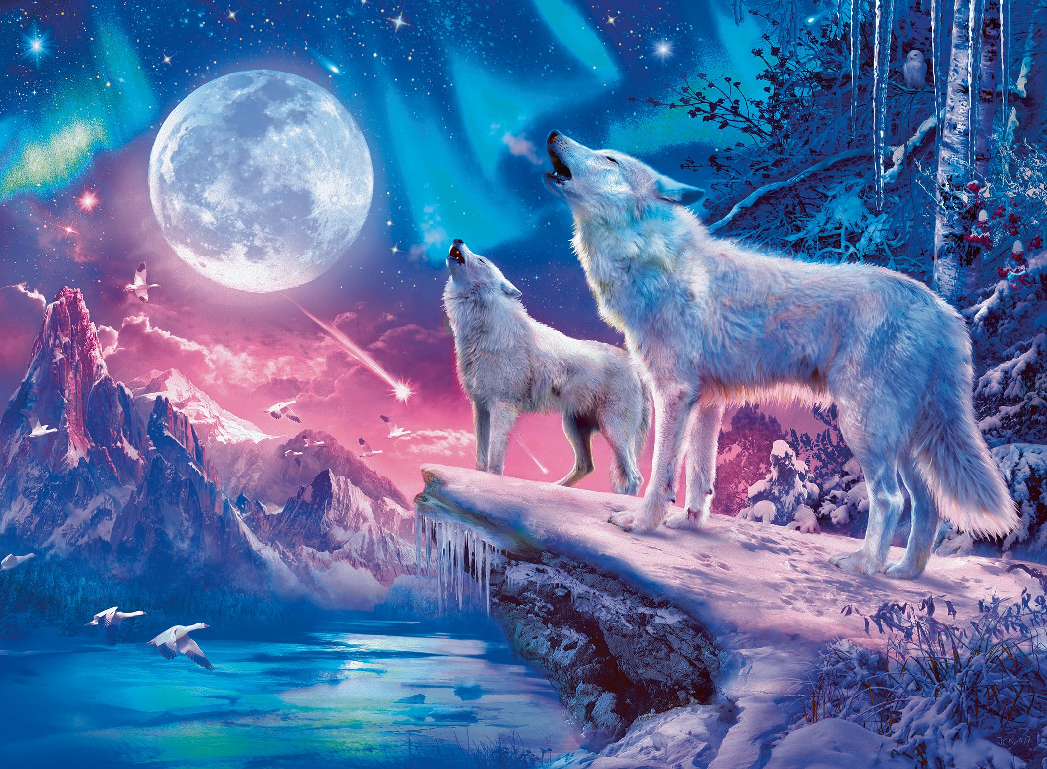 Ravensburger Puzzle 12000476 – Wolf im Nordlicht, 500 Teile