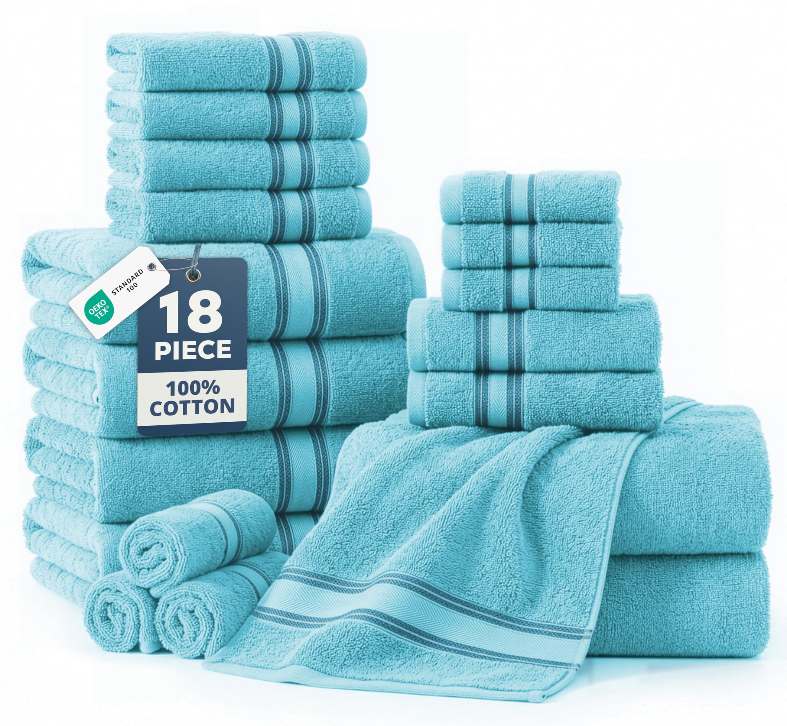 Amazon.com: LANE LINEN Towel Sets for Bathroom - 18-Pack Zero