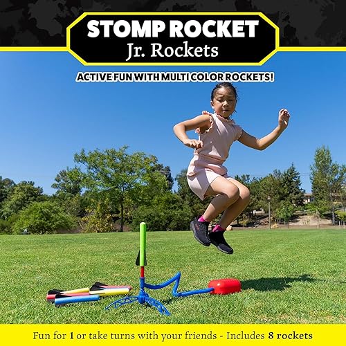 Miniatura 2 de Stomp Rocket Jr - Lanzacohetes multicolor para niños, 8 cohetes, divertidos regalos para niños y niñas al aire libre para niños y niñas, juego