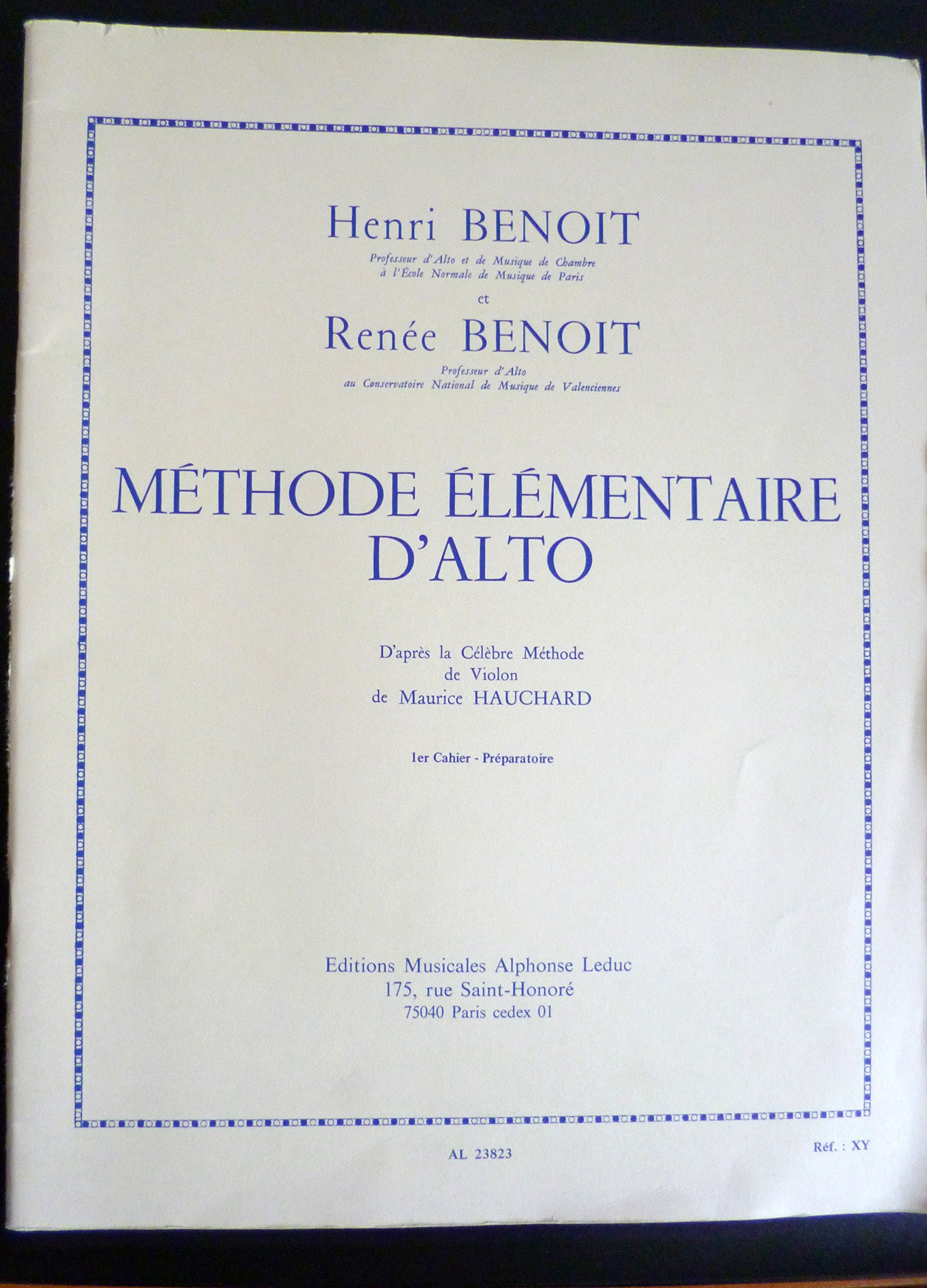 Méthode élémentaire d'alto d'après la Célèbre Méthode de Violon de Maurice Hauchard - Volume 1