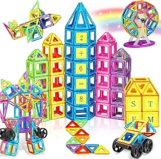 COOLJOYA Magnetische Bausteine 120 Teile Konstruktion, Magnetbausteine Magnetspielzeug Magnete Kinder, Ostern Geschenke Kinder, Magnetspiel für Geschenk ab 3 4 5 6 7 8 Jahre Junge Mädchen