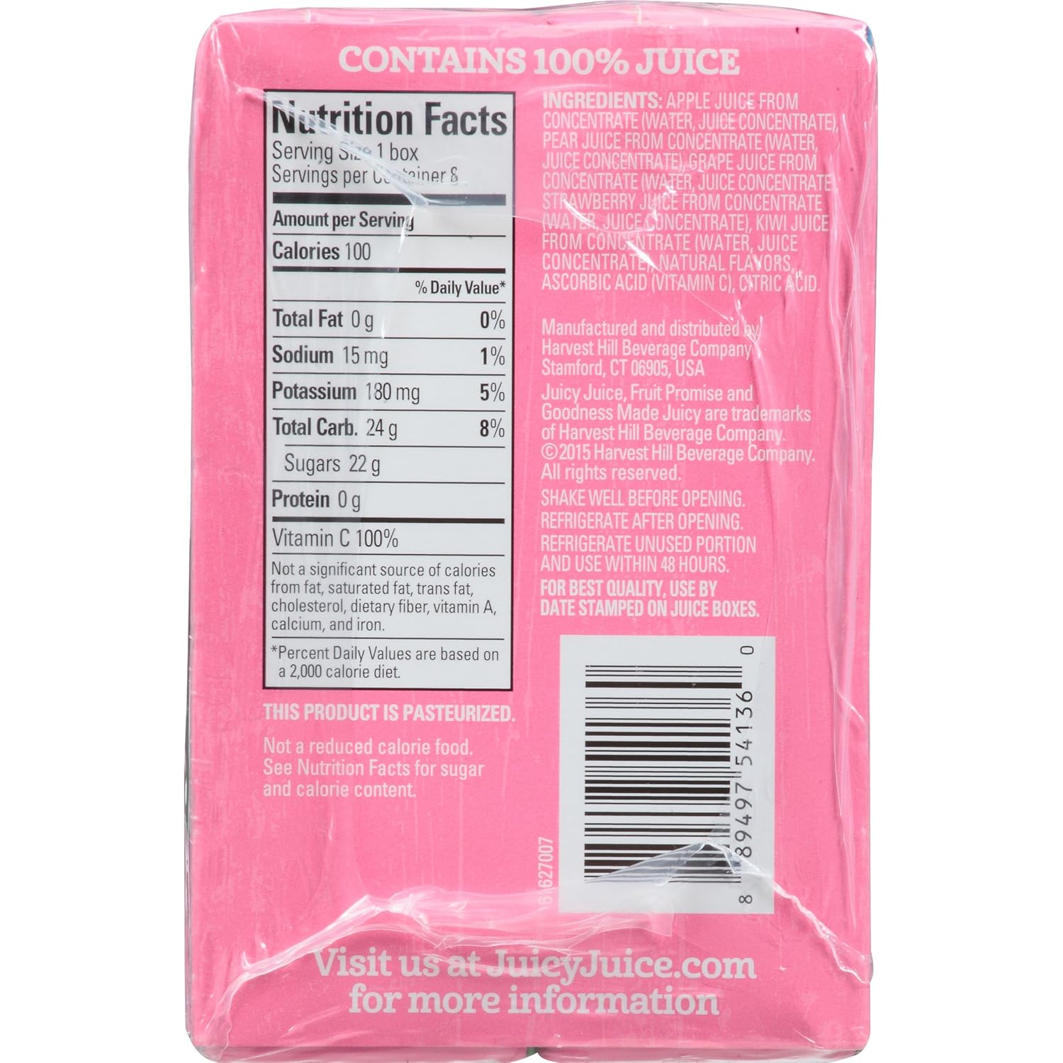 Juicy Juice Slim 8 Pack, Kiwi Strawberry, 6.75 Ounce Boxes (Pack of 4)