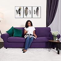 Vista 43 de CHUN YI - Funda elástica para sofá (7 piezas), funda para sofá de 3 plazas con tres respaldos y cojines separados con banda elástica, tela jacquard