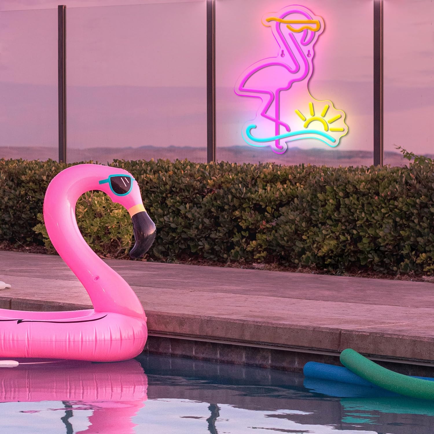 Flamingo Neon Sign Dimmable Flamingo Led Neon Lights Sun Wave Neon Signs for Bedroom Living Room Restaurant Man Cave Bar Club Party Decoration Gift - Image 6