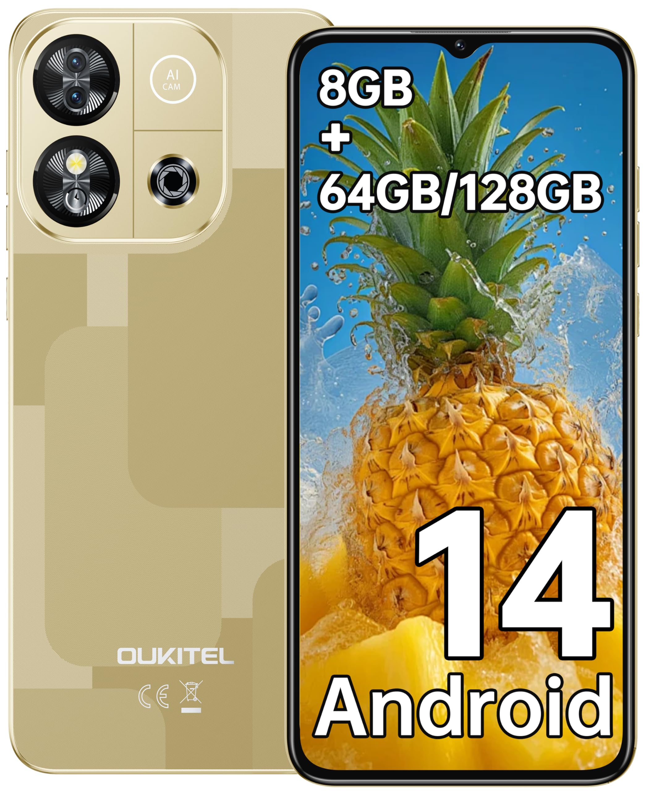 Amazon 8GB/128GB ゴールド S C57 OUKITEL | RAM 8GB 本体 スマホ SIMフリー 14 Android C57S OUKITEL スマートフォン本体
