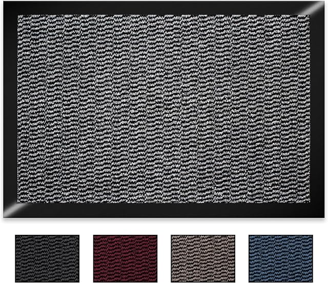 YAZMYN STORE Heavy Duty Front Door Mat Inside, Outside Welcome Floor Mat - Washable Door Mat Indoor, Door Mats Outdoor, Home & High Traffic Area Shoe Scraper, Black Grey Door Mat 40 X 60 Cm