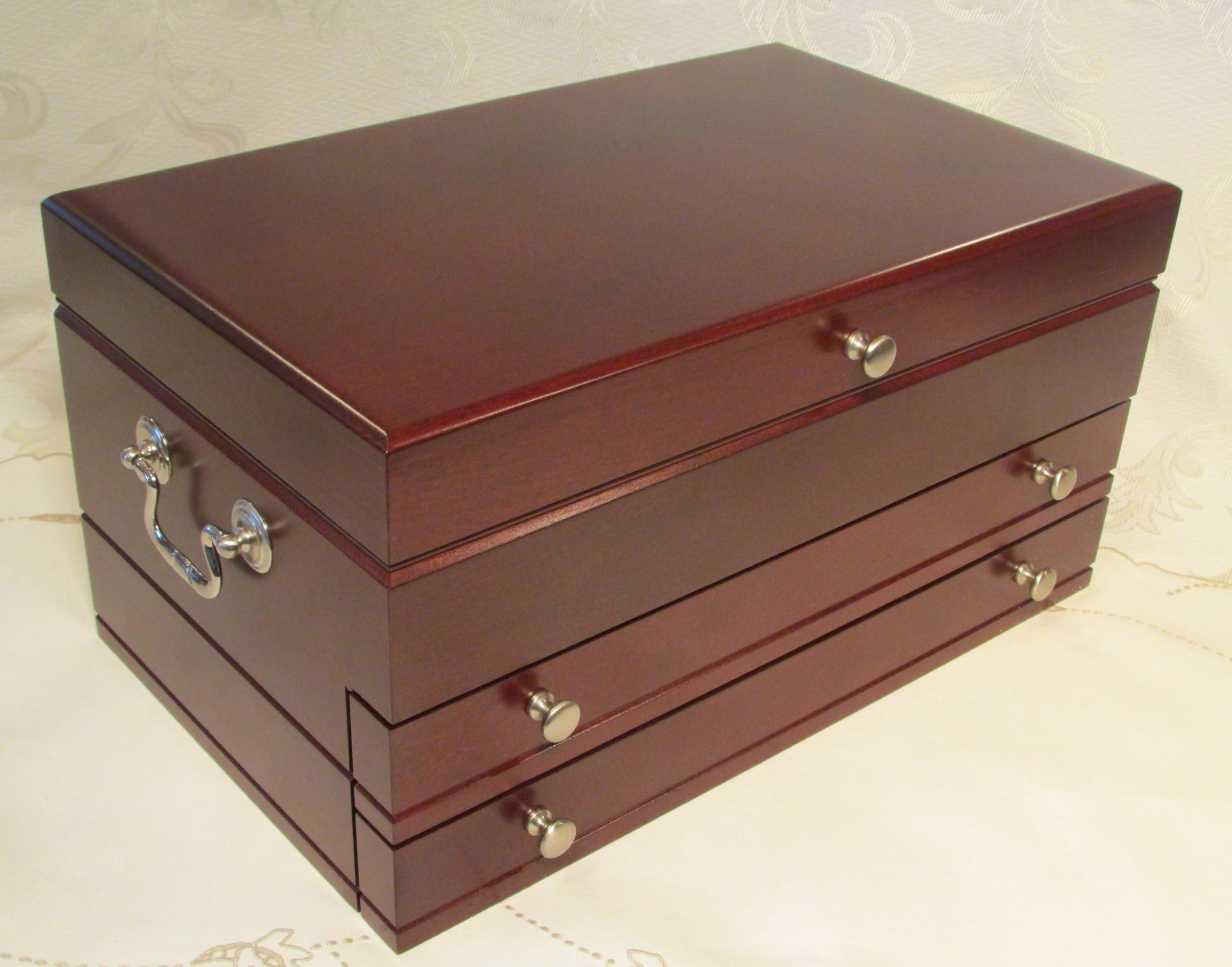 #J02M First Lady, Two-Drawer, Jewelry Chest, Made in USA, Mahogany finish