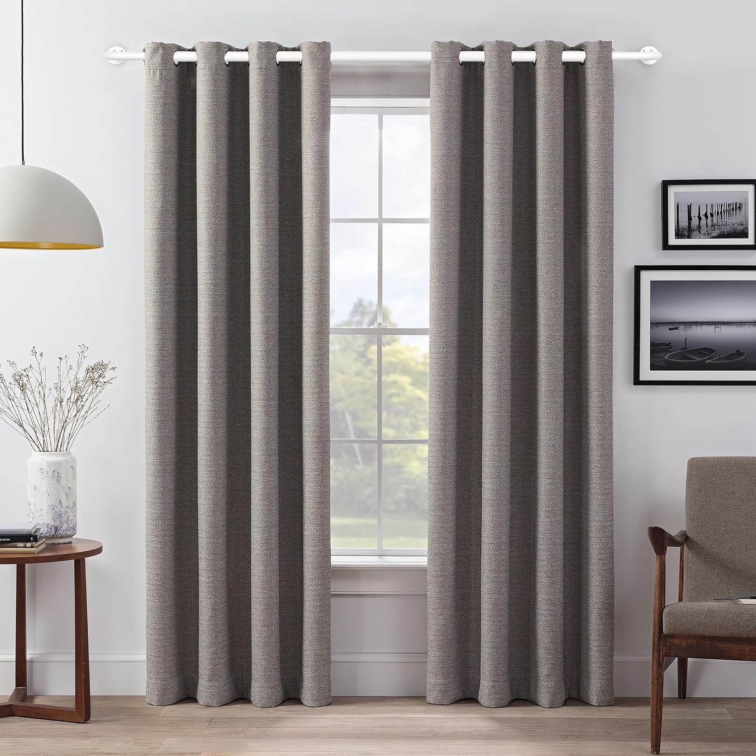 Energy Saving Wrap Around Blackout Return Adjustable Window Curtain Metal Rod Set, 5/8 inch Diameter,84"-120",Glossy white