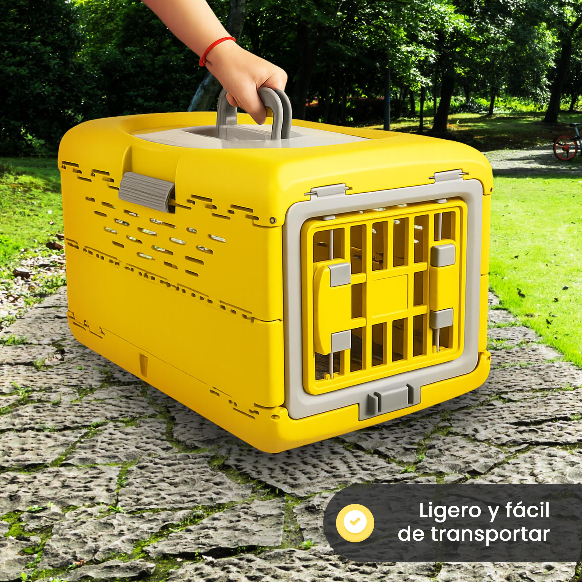 ANGAHE | Transportín Plegable para Gato y Perro Pequeño o Mediano – Fácil de Montar y Guardar – Ligero y Seguro con Ventilación – Ideal para Viajes en Coche, Tren o Avión. Seguro y Ligero.