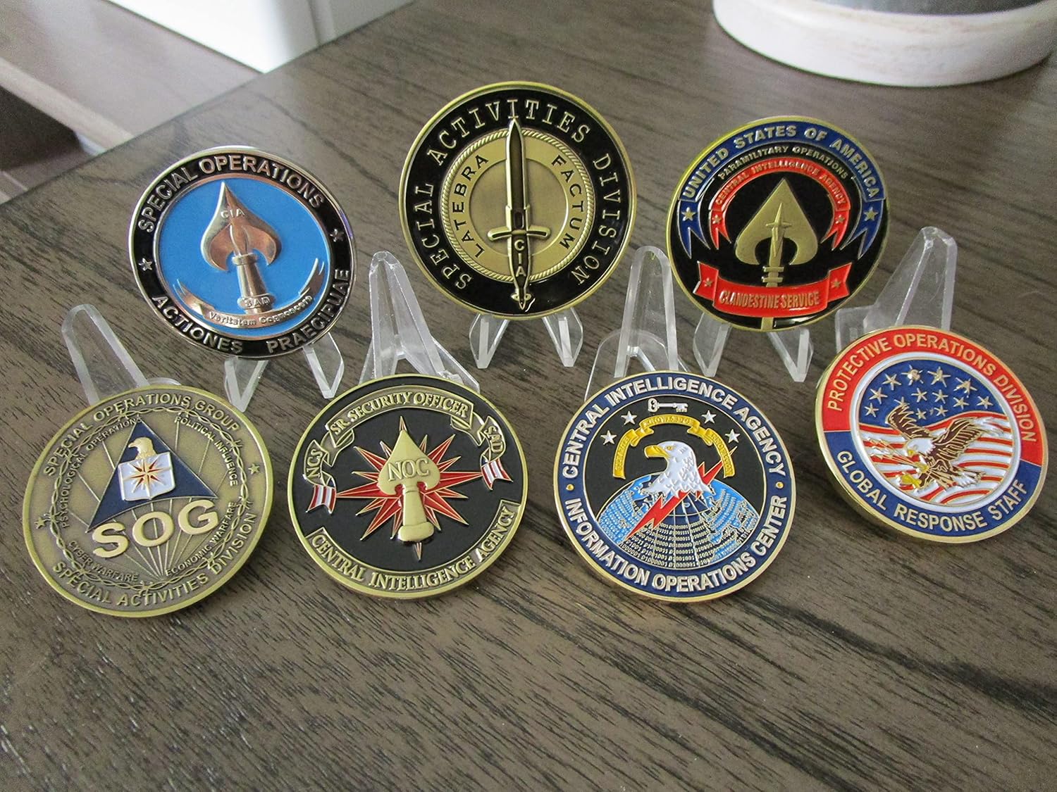 Amazon.com: Set Of 7 Cia Challenge Coins Cia Sad Special Operations Group Special Activities Division Grim Reaper Cia Seal Team Vi Cia Spy Vs Spy : Collectibles & Fine Art