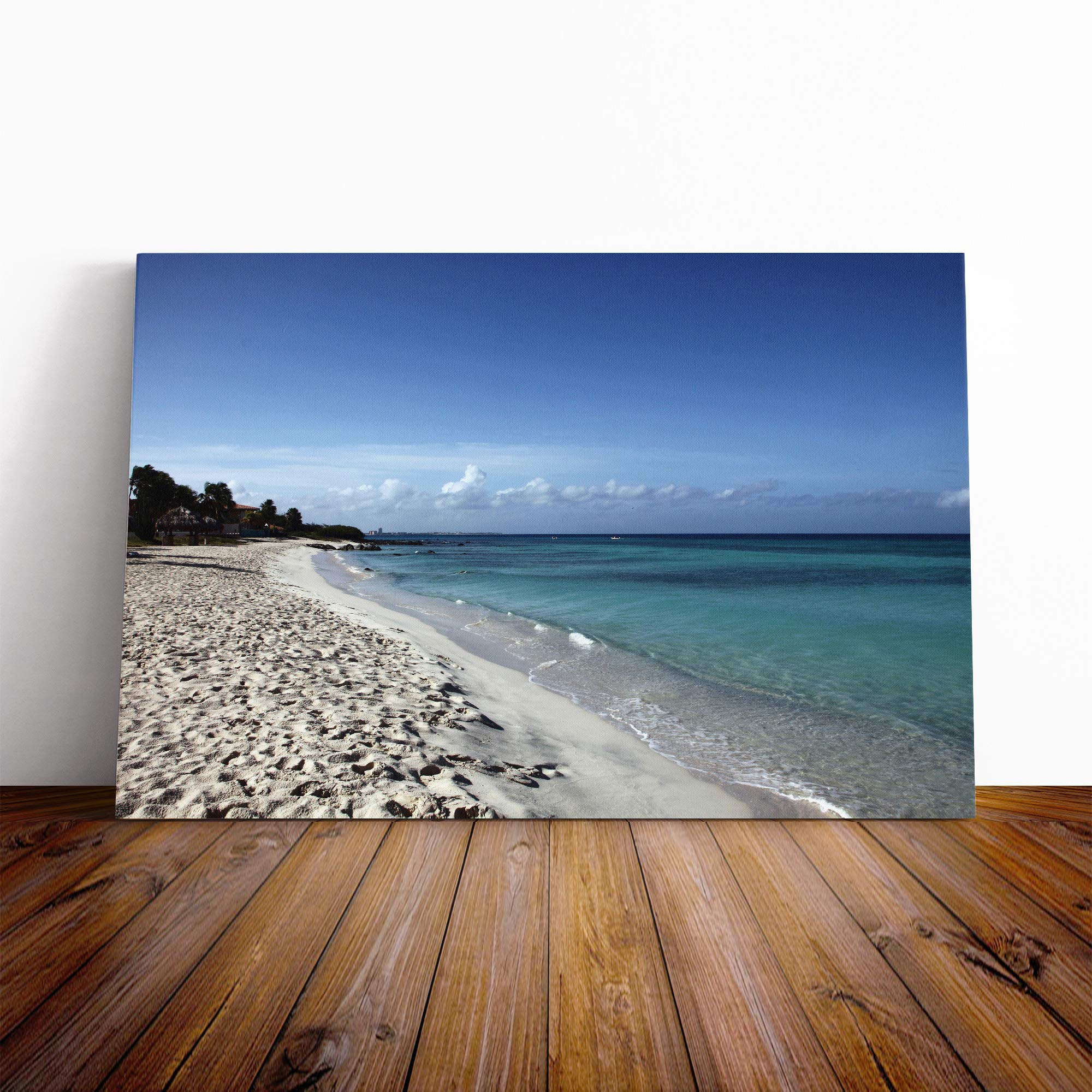 Seascape Beach Aruba Canvas Print | Gallery Wrapped 30mm Frame Wall Art | 24x16 inches | Ready to Hang | Modern Seascape Picture | Living Room Bedroom Lounge Office