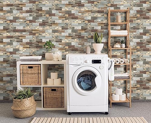 Miniatura 4 de Paquete de 10 azulejos de pared de PVC de 12 x 12 pulgadas, para despegar y pegar, para cocina, azulejos de baño, decoración de chimenea, mesa de