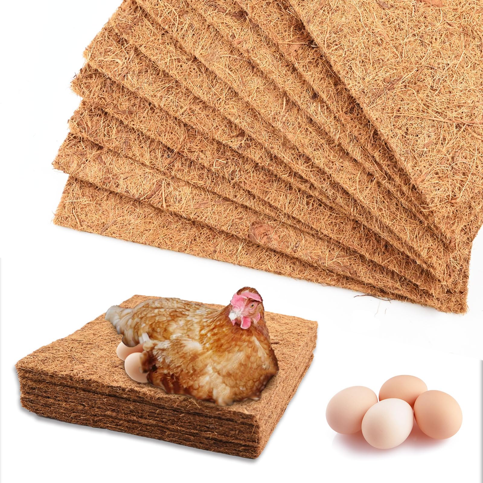 Lot de 10 Disque de Paillage Coco,Tapis Coco pour Plante Poules, pour Pondoirs et Doublures Réutilisables pour Poulaillers Nids