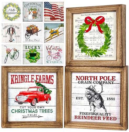 Set of 3 Rustic Wood Frames for Tiered Tray Decor