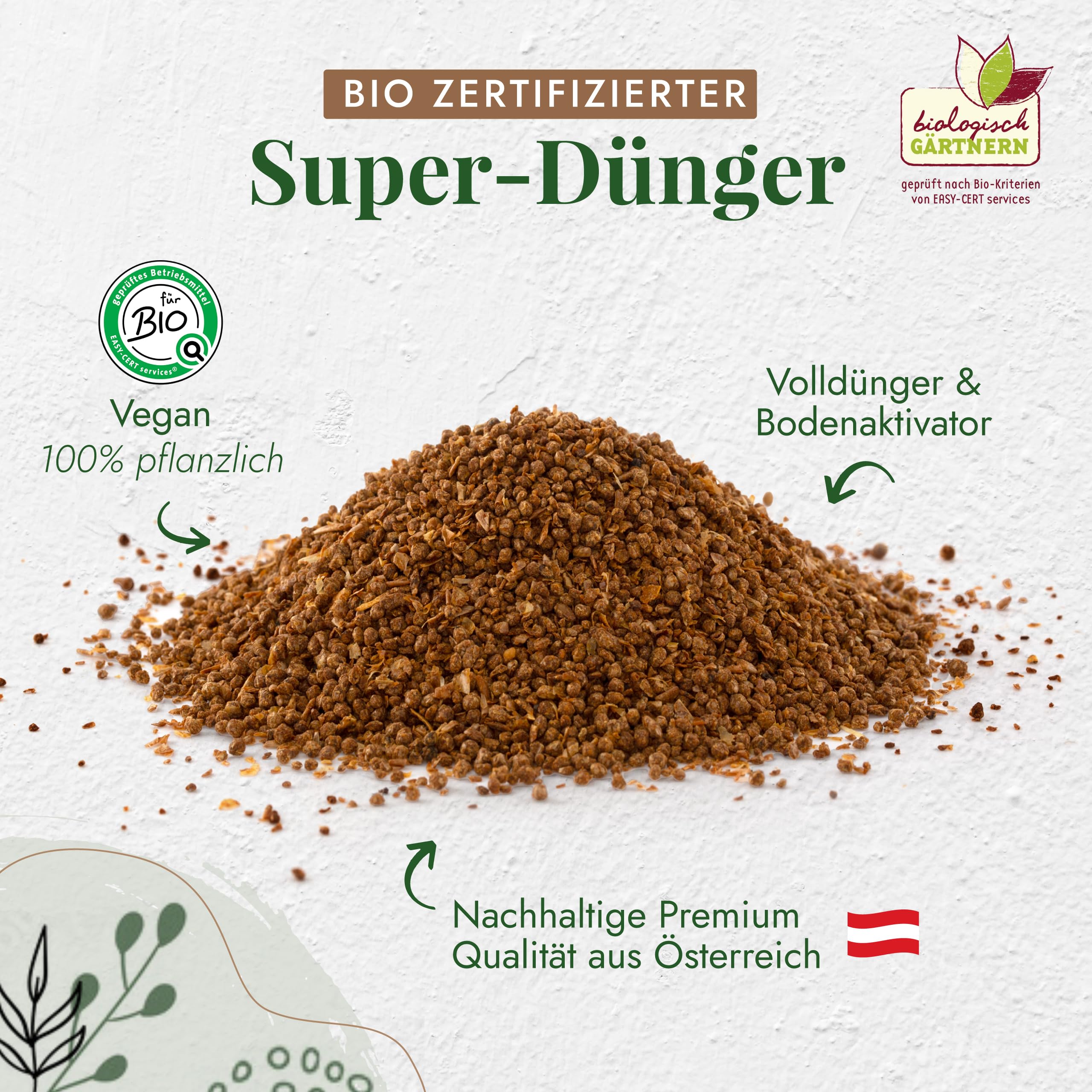 Bio Rasen Set mit Dünger & Rasensamen für 60m² - Grassamen mit Langzeit Volldünger & Bodenaktivator für Lücken & Rasen Nachsaat, organisch & vegan, unbedenklich für Kinder und Haustiere