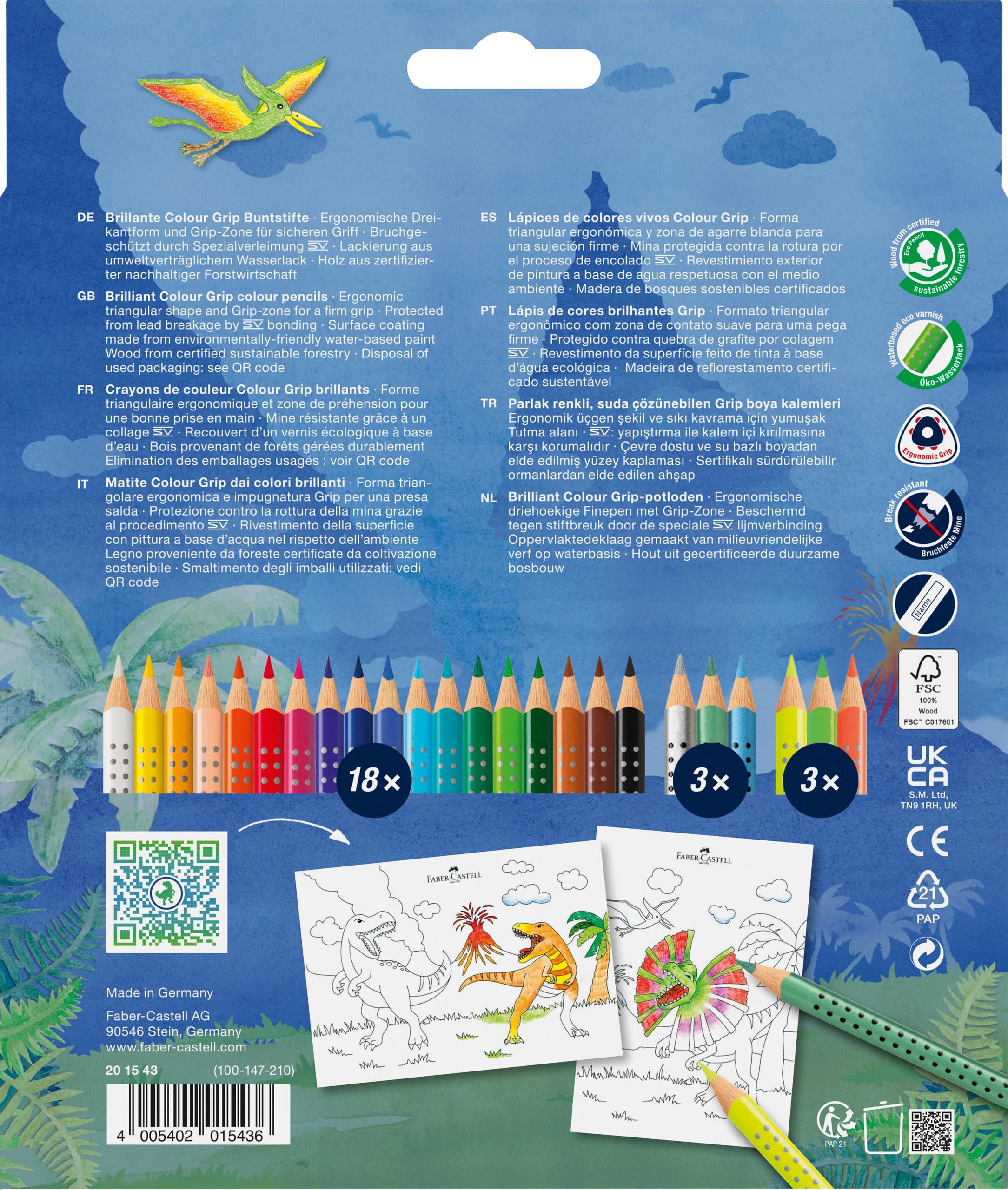 Faber-Castell Colour Pencil Colour Grip dinosaurus 18+6 - Image 2