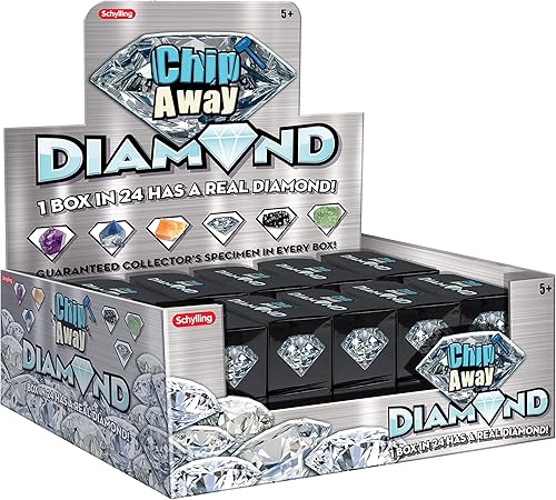 Miniatura 5 de Schylling Chip Away Diamond - Kit de excavación de piedras preciosas con muestras coleccionables en el interior, 1 de cada 24 contiene un diamante