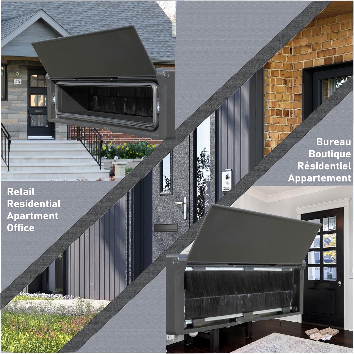 Draft Dodger 12"" Insulated Universal Telescopic Matte Black Mail Slot Mailbox