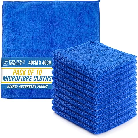 Microfibre Cleaning Cloth, Large Size 40x40cm, Super Absorbent Lint Free Microfiber Cloths Cleaning for Home, Kitchen, Surface, Mirrors, Bathrooms, Motorbike, Car (Blue, 10)