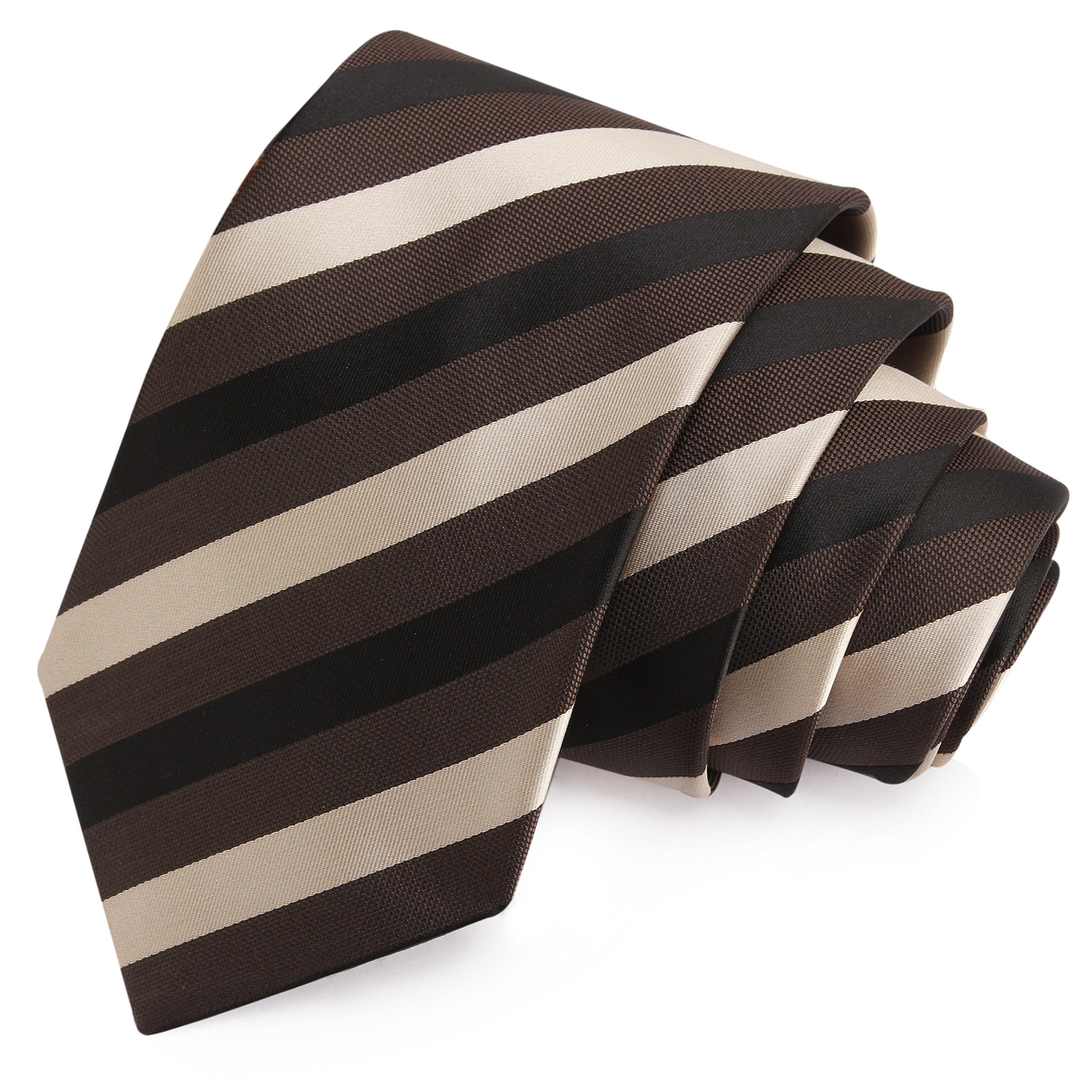 peluche Suave Beige, Dark Brown & Black Colored Microfiber Necktie for Men-picture-13
