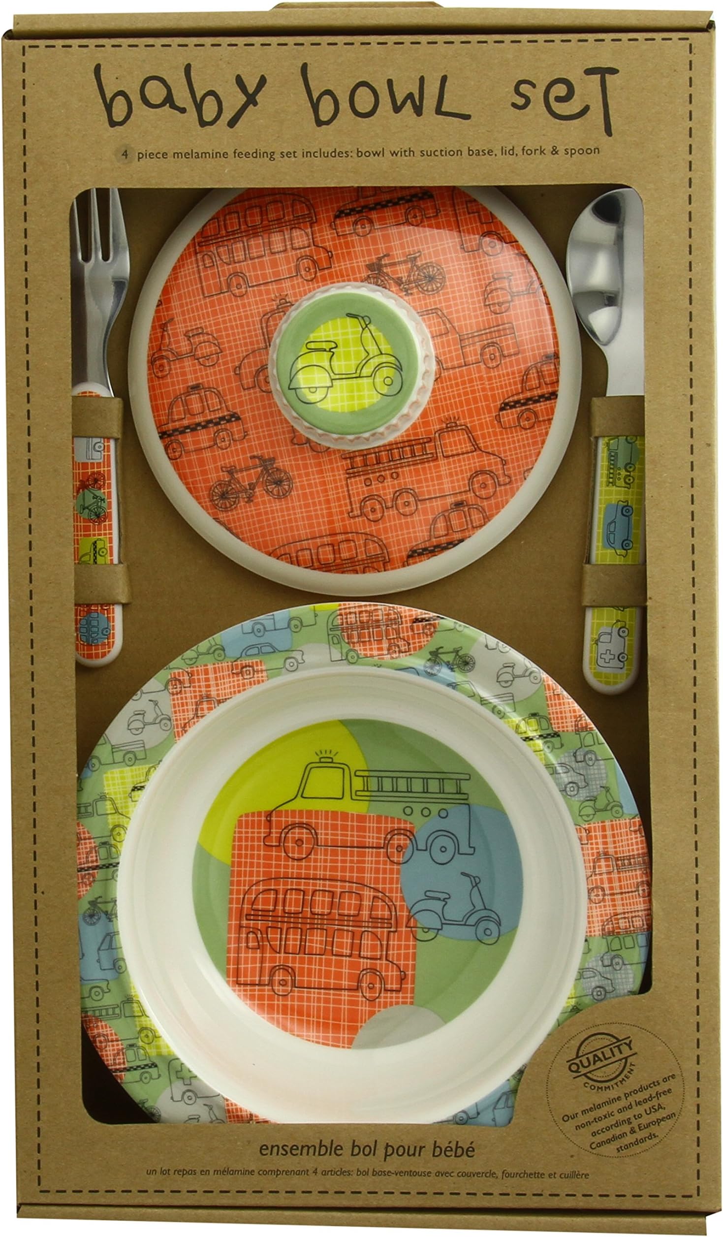 Covered Suction Bowl Gift Set, Road Trip