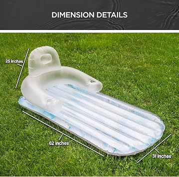 Pool Float for Adults, Galvanox Inflatable Lounge Chair Recliner for Swimming/Tanning - Blue Marble
