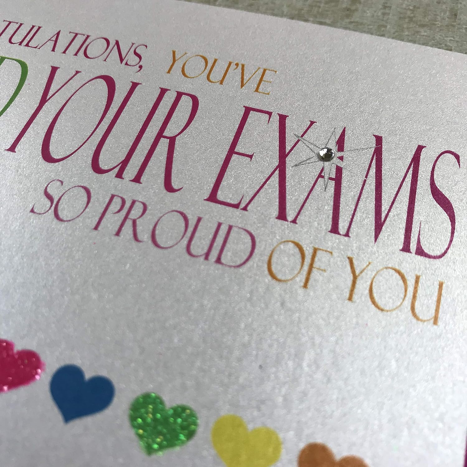 WHITE COTTON CARDS N8-GD Neon Range Passed Exams, Congratulations You've Passed Your Exams So Proud of You!!to A Beautiful Granddaughter Handmade Card