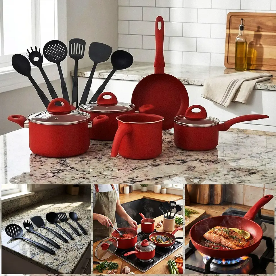 Jogo De Panela Indução Antiaderente Cerâmica 14 Pçs Teflon