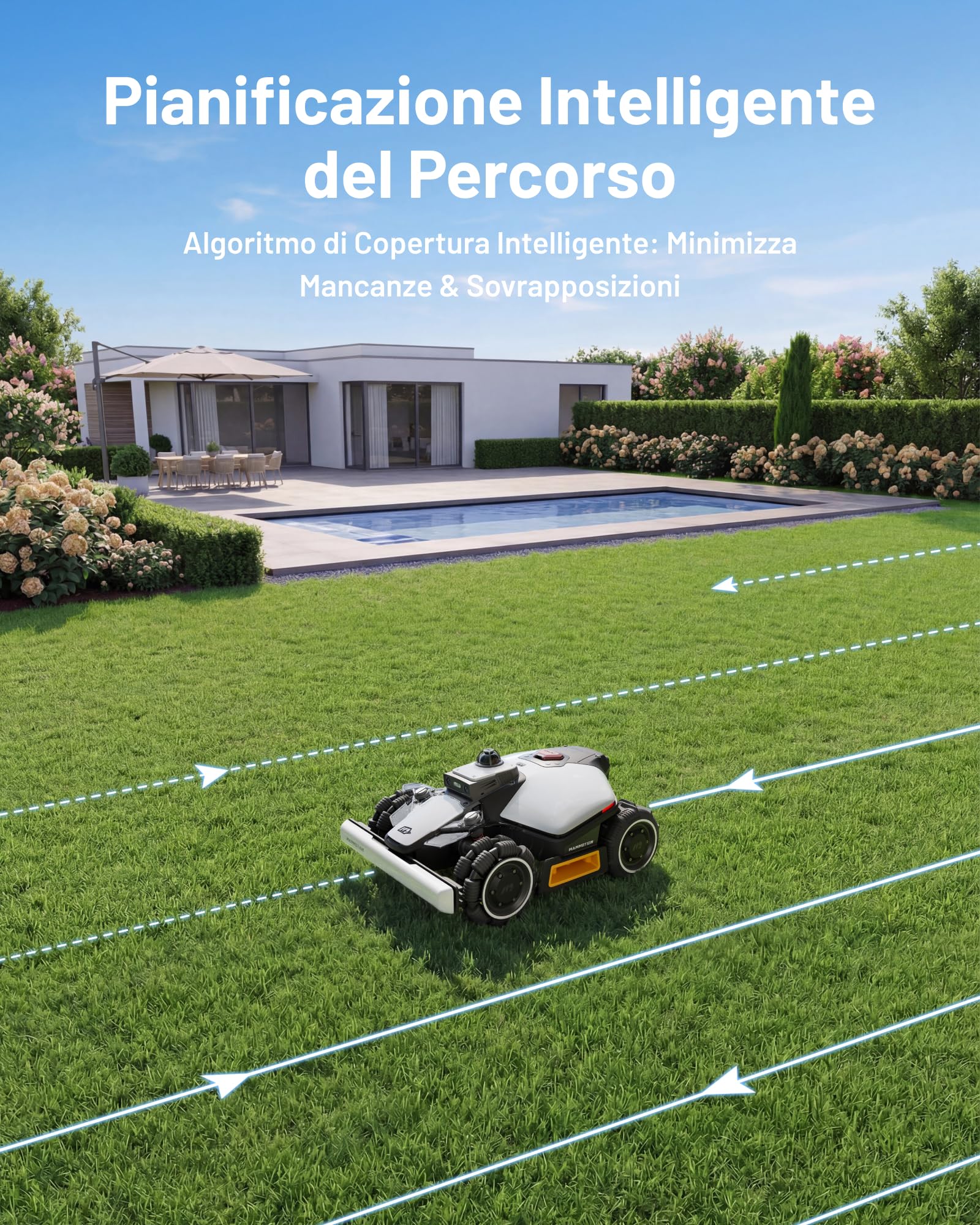 MAMMOTION LUBA mini 2 AWD 1500 Robot Tosaerba con Supporto per Autolavaggi, LiDAR 360° e Visione IA a Doppia Telecamera, 80% Pendenza, DropMow, Mammotion LiveMap