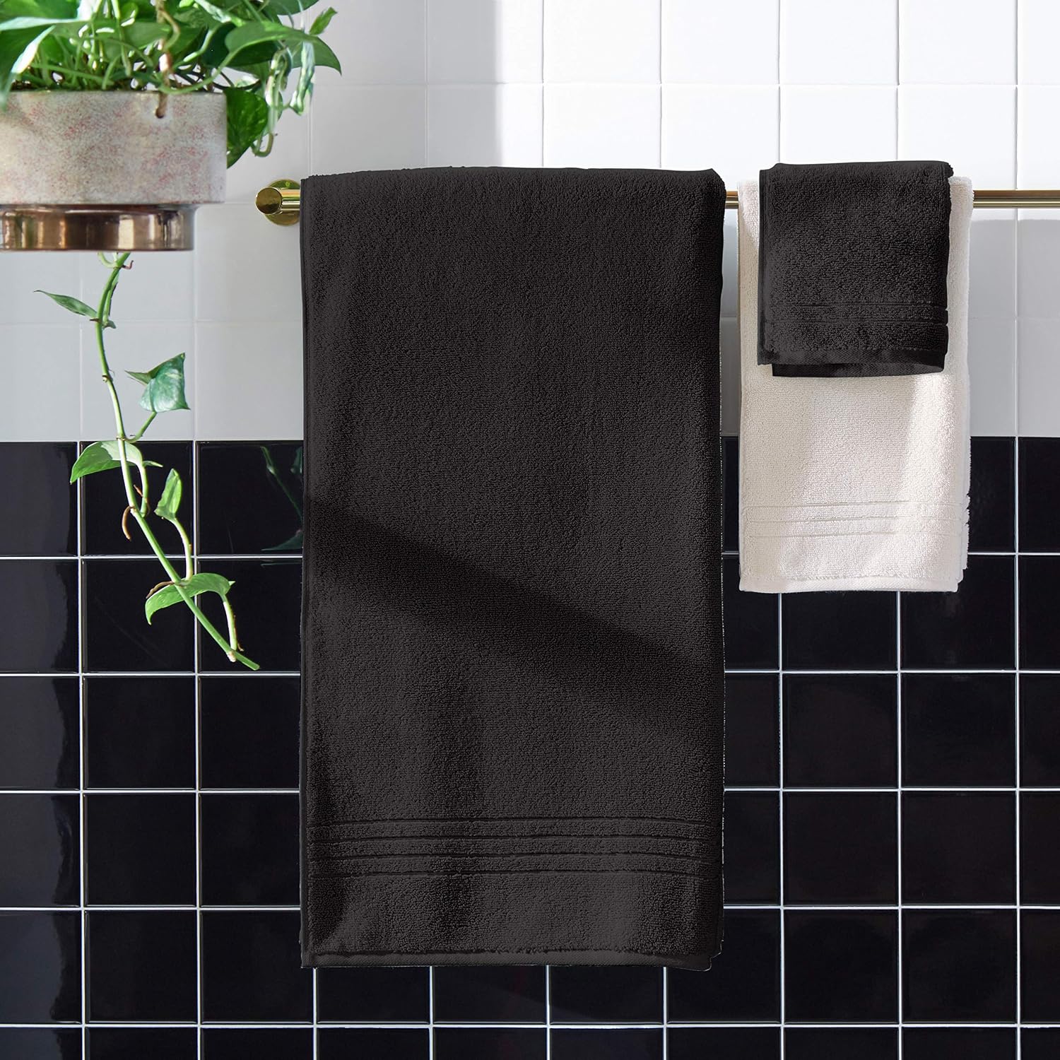 Amazon Brand – Rivet Quick-Dry Cotton Washcloth Set, 4-Pack, Graphite