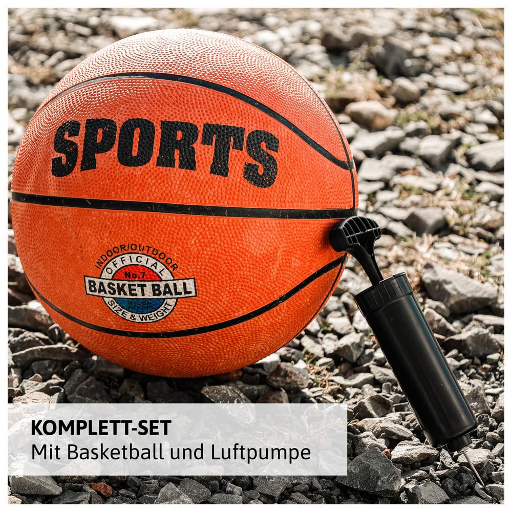 Dönges Basketballkorb höhenverstellbar 1,50-3,05m - Komplett-Set mit Ball & Pumpe - Outdoor & Indoor - Robuste wetterfeste Konstruktion - Für Kinder & Erwachsene