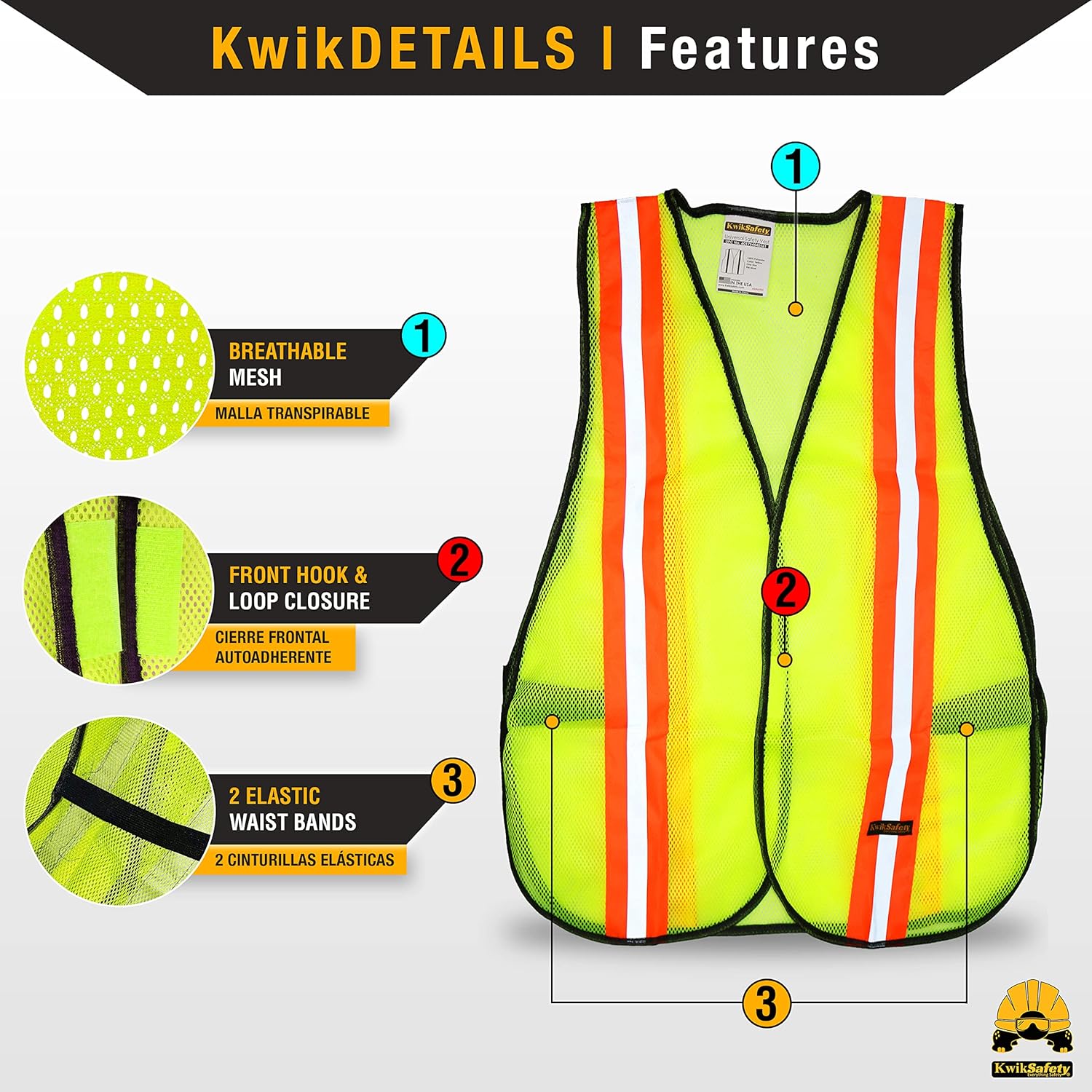 KwikSafety - Charlotte, NC - UNIVERSAL Safety Vest [Snag-Free Breakaway Closure] Class 2 ANSI & OSHA Compliant PPE