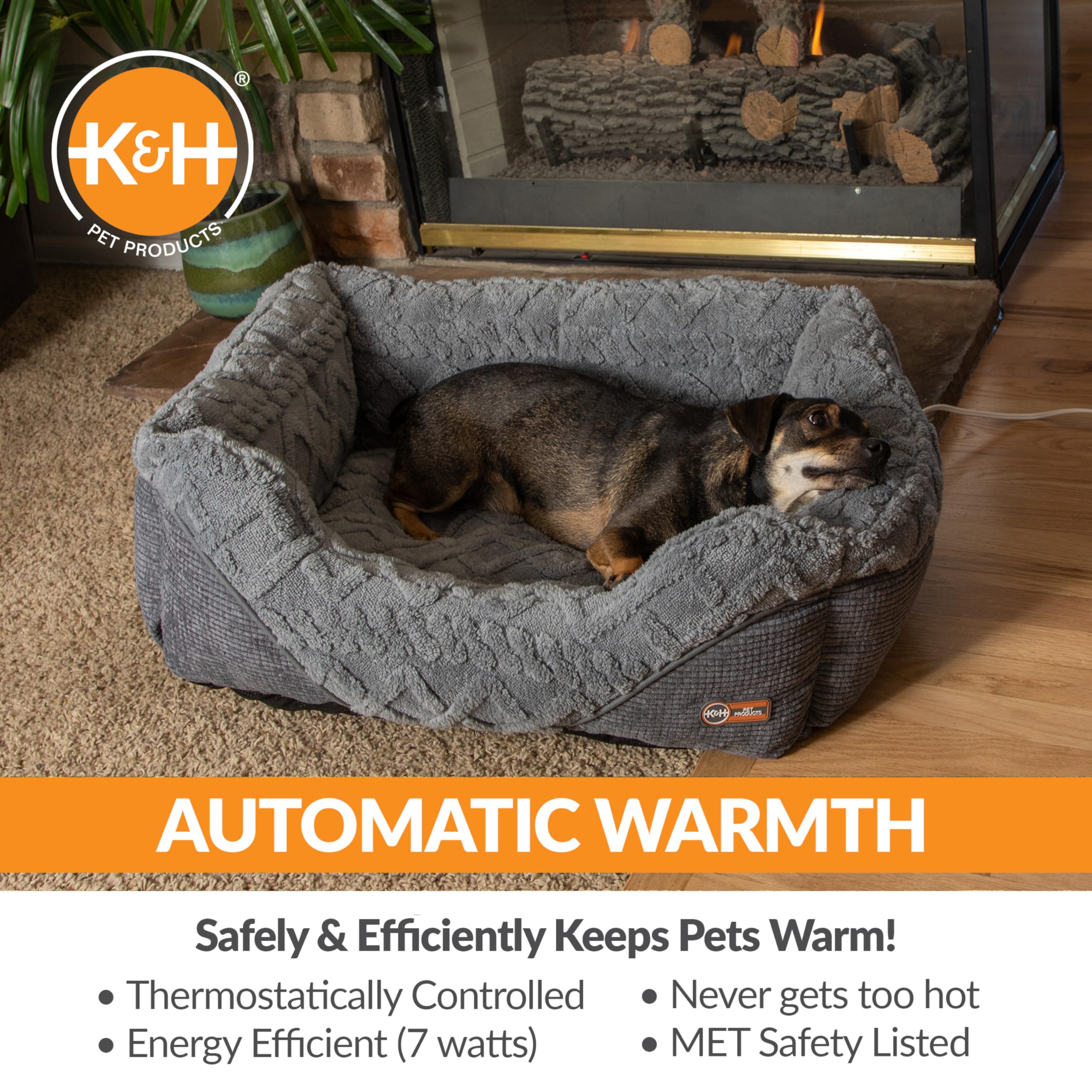 K&H Pet Products Thermo-Pet – Lit d'intérieur chauffant pour animaux de compagnie pour chiens et chats, coussin chaud et apaisant pour plusieurs ou grands chats, lavable en machine, sécurité listée