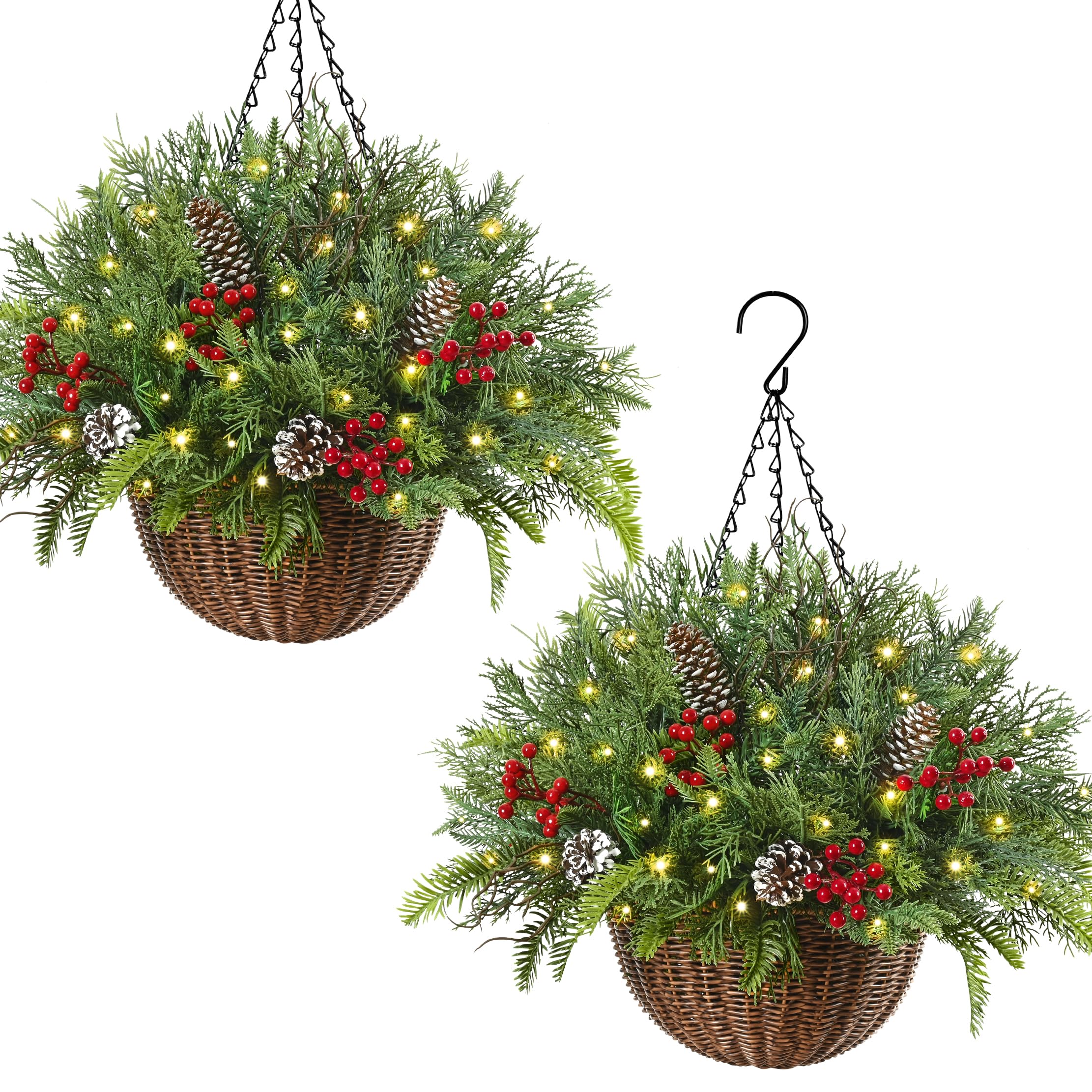 Photo 1 of Waipfaru 2 Pack Christmas Hanging Baskets with Lights