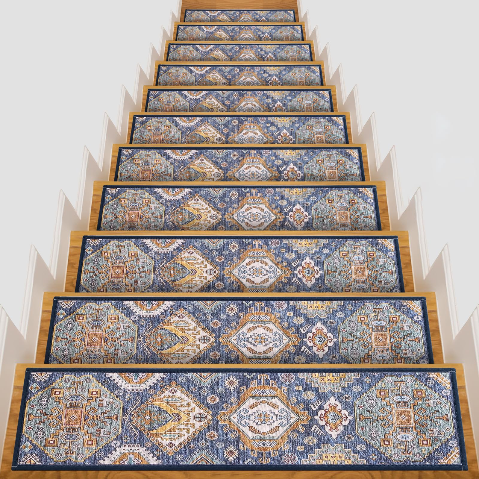 Alfombra para escaleras antideslizante y lavable de 8x30 pulgadas para pasillos interiores