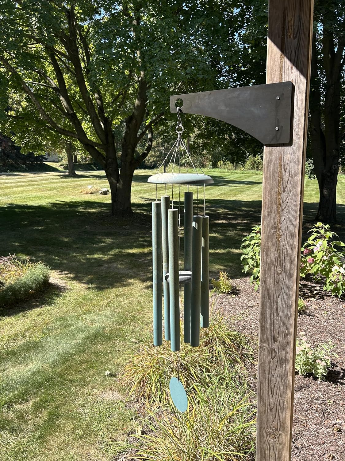 Heavy Duty Outdoor Hanging Bracket 100% Made in USA – 3/16" Thick Black Powder Coated Plate Steel – Plant, Bird Feeder, Lantern, Wind Chime, and Anything Else Hanger (1 pack)