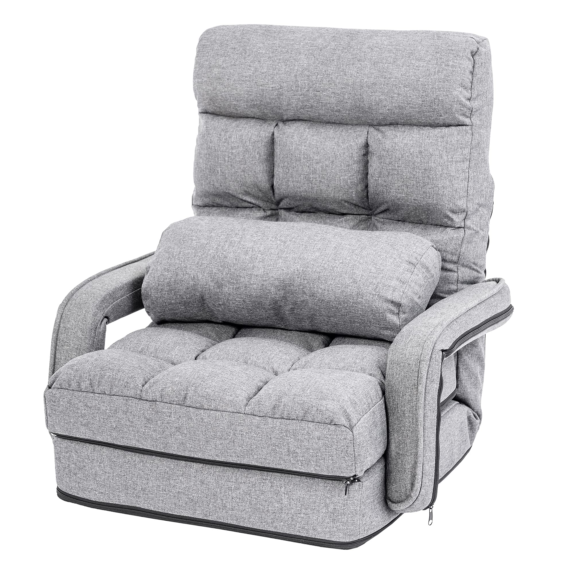 WAYTRIM Indoor Chaise Lounge Sofa, Folding Lazy Sofa Floor Chair, 6Position Folding Padded