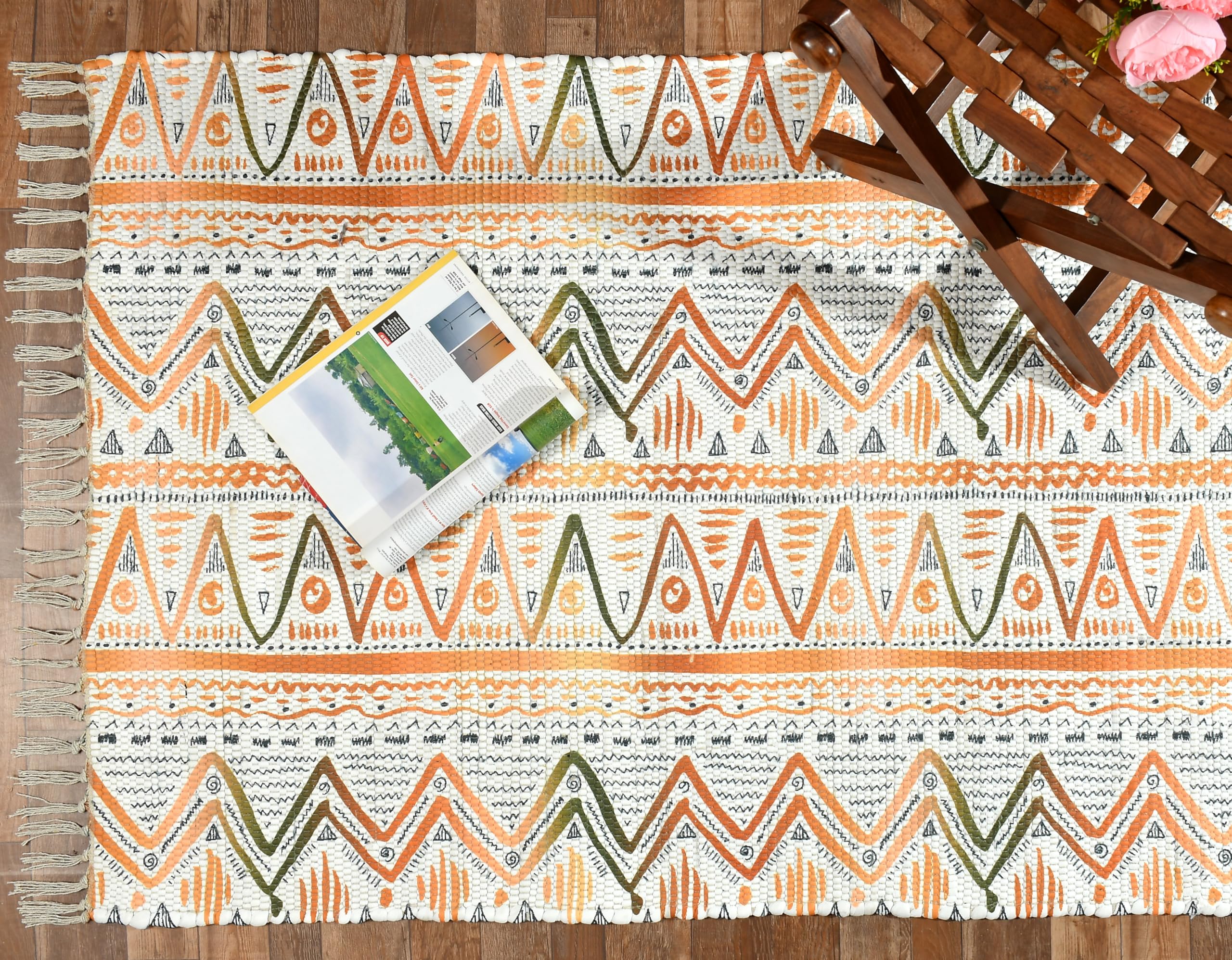 FABRIGAANZA Handmade Printed Dhurrie 2 x 5 Feet Carpet Rug Runner and Carpets for Living Room/Drawing Room/Bedroom/Home (Design 2) (B0CP43VFLH) Amazon Price History, Amazon Price Tracker